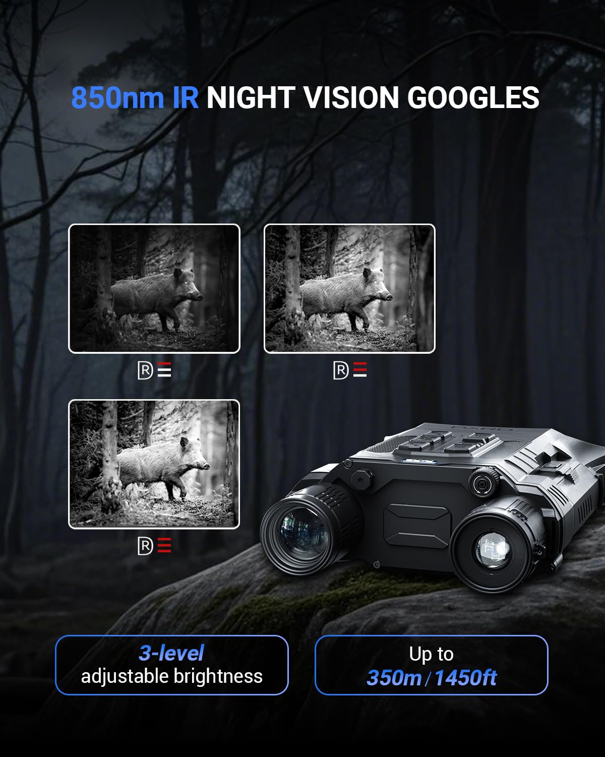 Merlin Night Vision Binoculars,9.2X Zoom Digital Night Vision Goggles for Adults with 1150FT IR Range,Photo & Video Recording,5000mAh Battery, App Control,IP67 Monocular for Hunting Camping & Security