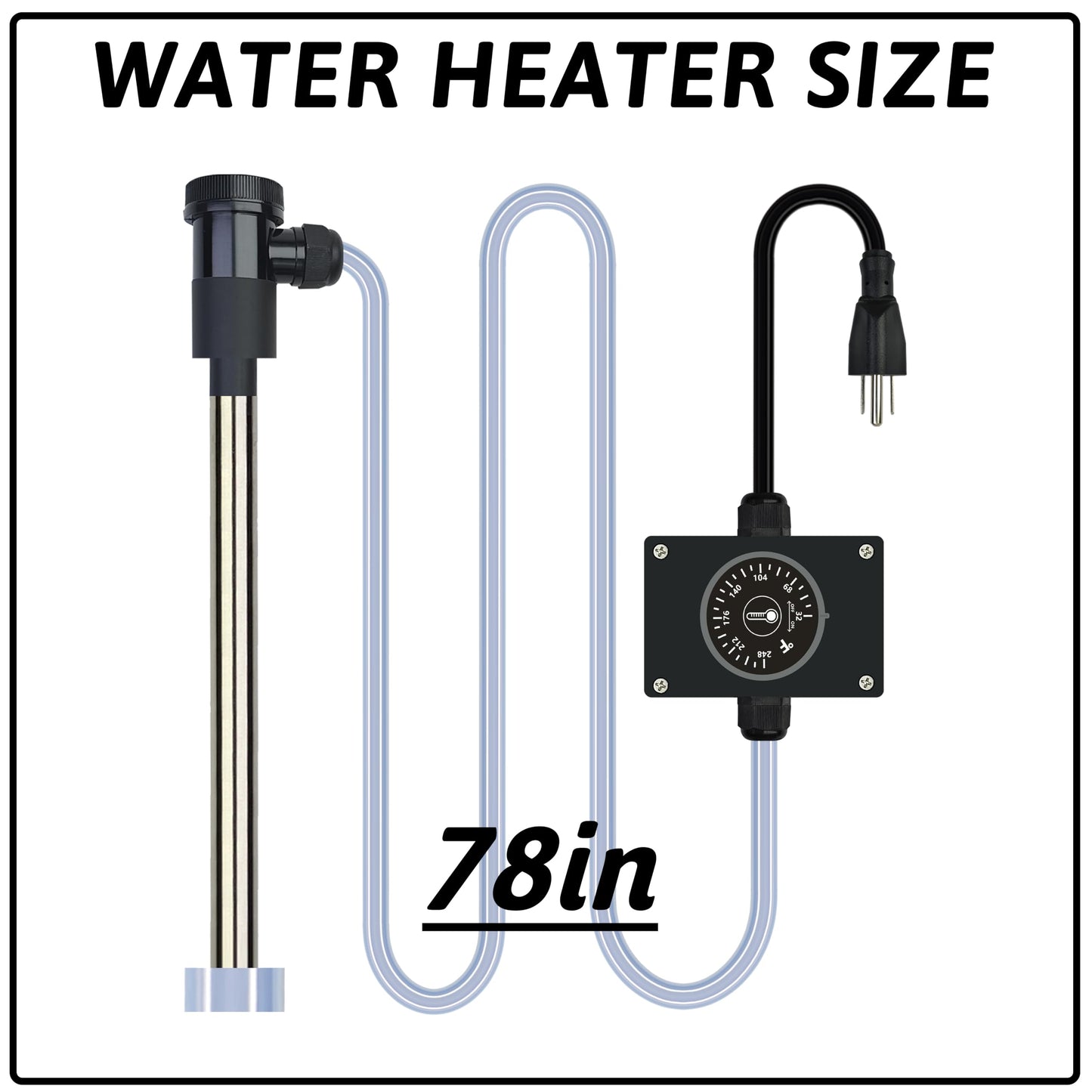 XCLBTFDC 3000W 240V Immersion Water Heater Bathtub & Pool Portable Electric Submersible Water Heater with Temp Control for spa tub, Baptistry, Bathtubs, inflatable pool, above ground pool & Hot Tub