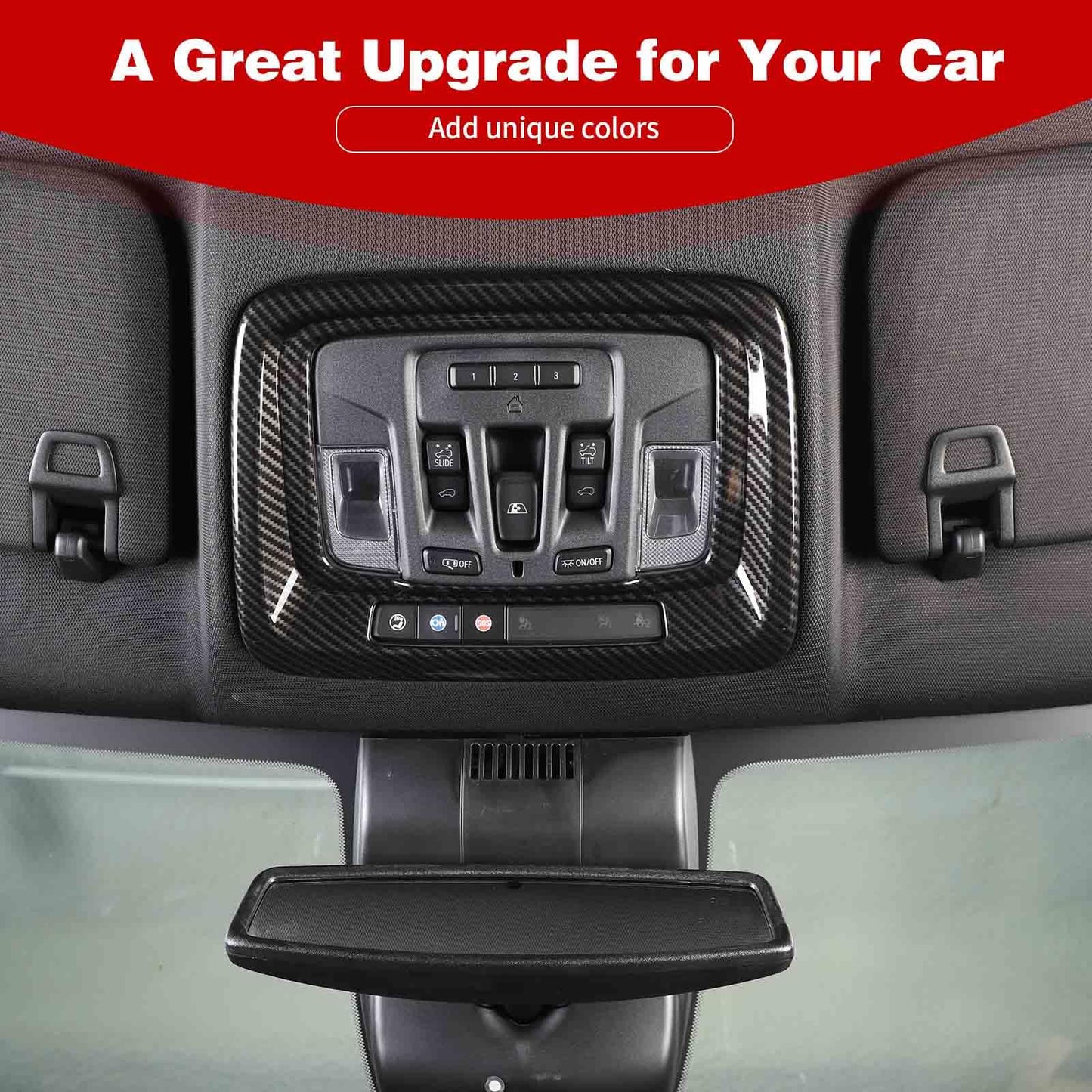 PDKLIN for Silverado Carbon Fiber Trim Dashboard Inner Door Handle Bowl Trim Cover for Chevy Silverado GMC Sierra 2019-2022 Carbon Fiber Interior Accessories 8pcs