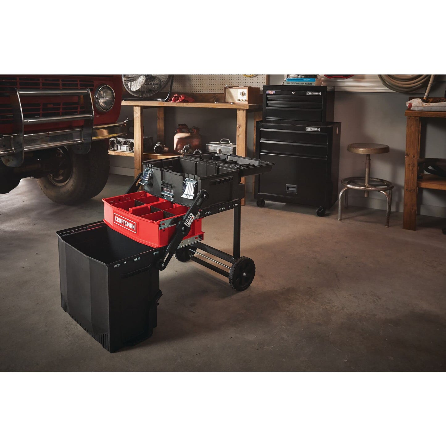 CRAFTSMAN 22-in. Rolling Tool Box with Wheels, Black, Plastic, Lockable (CMST20880)