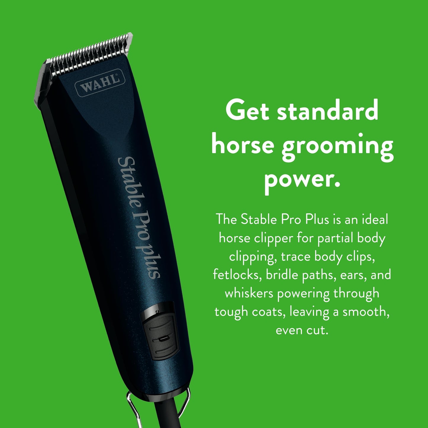 Wahl Professional Animal Stable Pro Plus Horse Clipper Kit (#9774) - Premium Horse Clippers - Horse Grooming Supplies - Lightweight, Quiet, Cool Clippers - 3,200 SPM - 1 Speed
