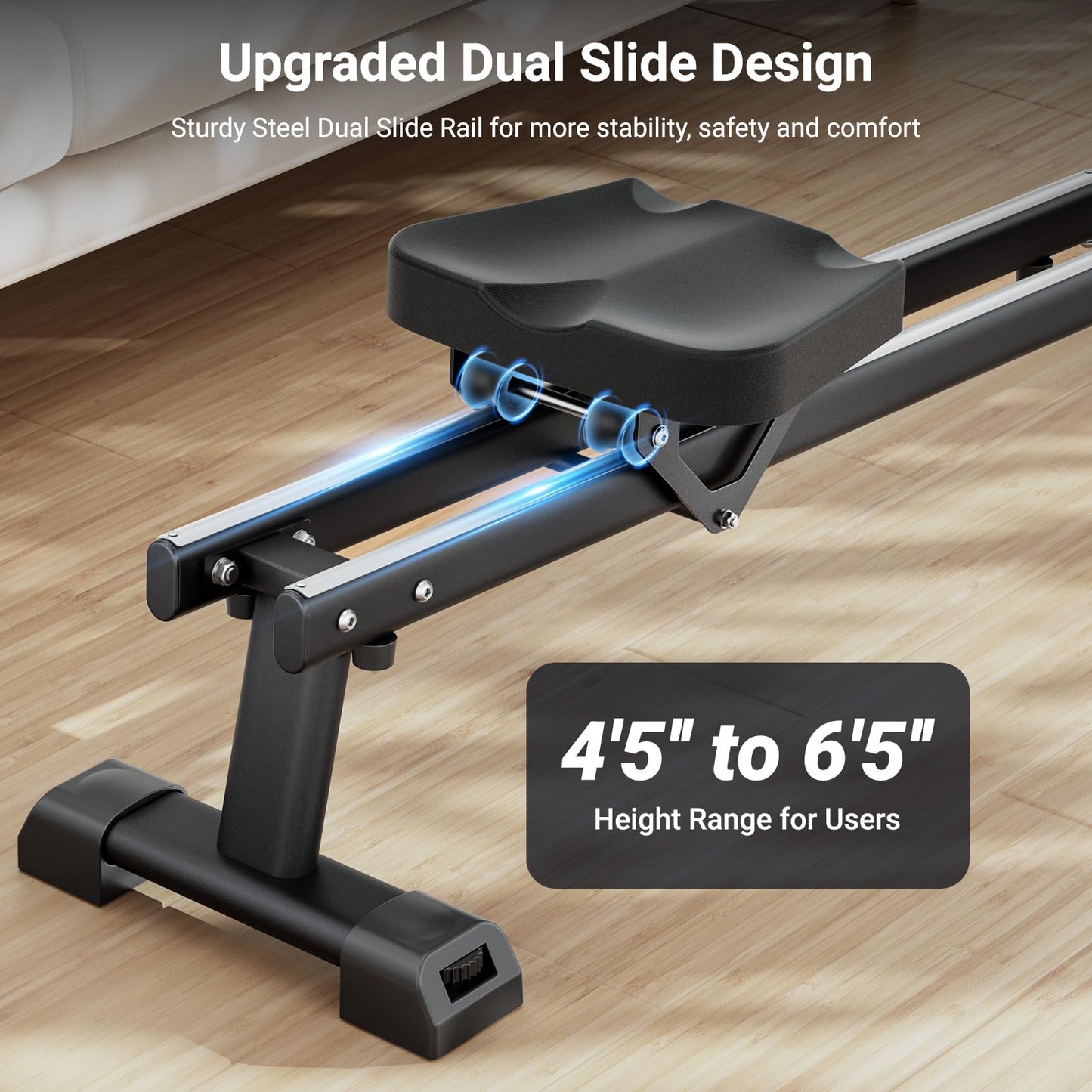 Dripex Rowing Machines for Home Use, Rowing Machine Magnetic Rower, Max 360 LBS, 16 Levels of Workout Resistance, Dual Slide Rail, Bluetooth App Compatible, LCD Monitor, Row Machine for Gym Exercise