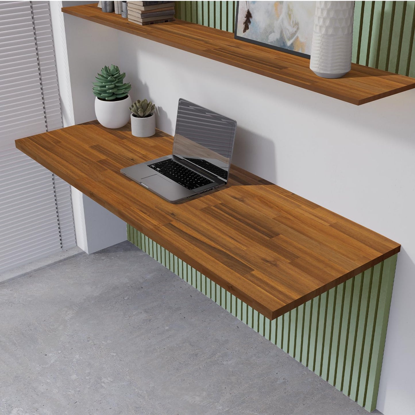 Howizz 48 x 25 in. Solid Wood Table Top, Teak Stained Acacia Desktop for Standing Desk/Office Tabletop/Countertop, 1in. Thick