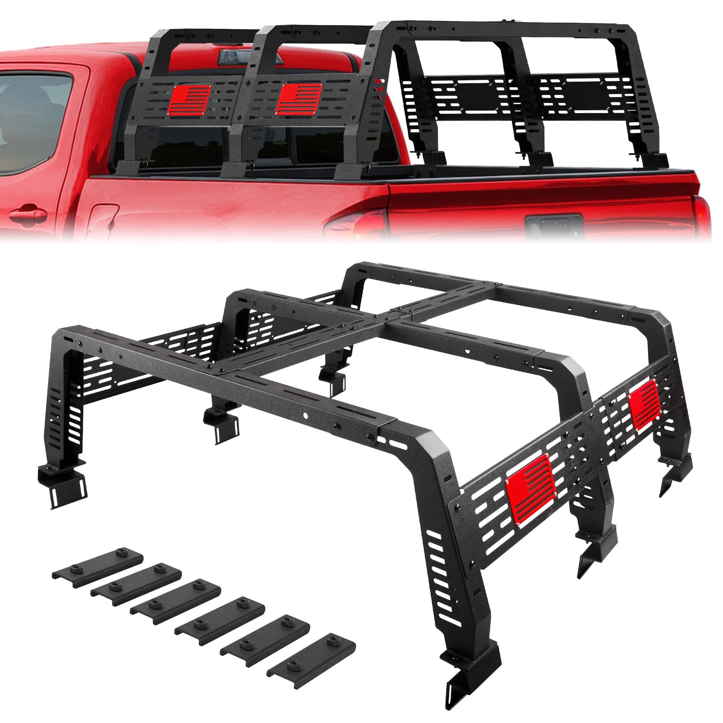 LONGSUN 22.5" High Truck Rack for Full-Size Trucks Without Bed Rails Overland Bed Rack for 2002-2025 Dodge Ram 1500, 2014-2025 Chevy Silverado 1500, 2007-2013 Tundra