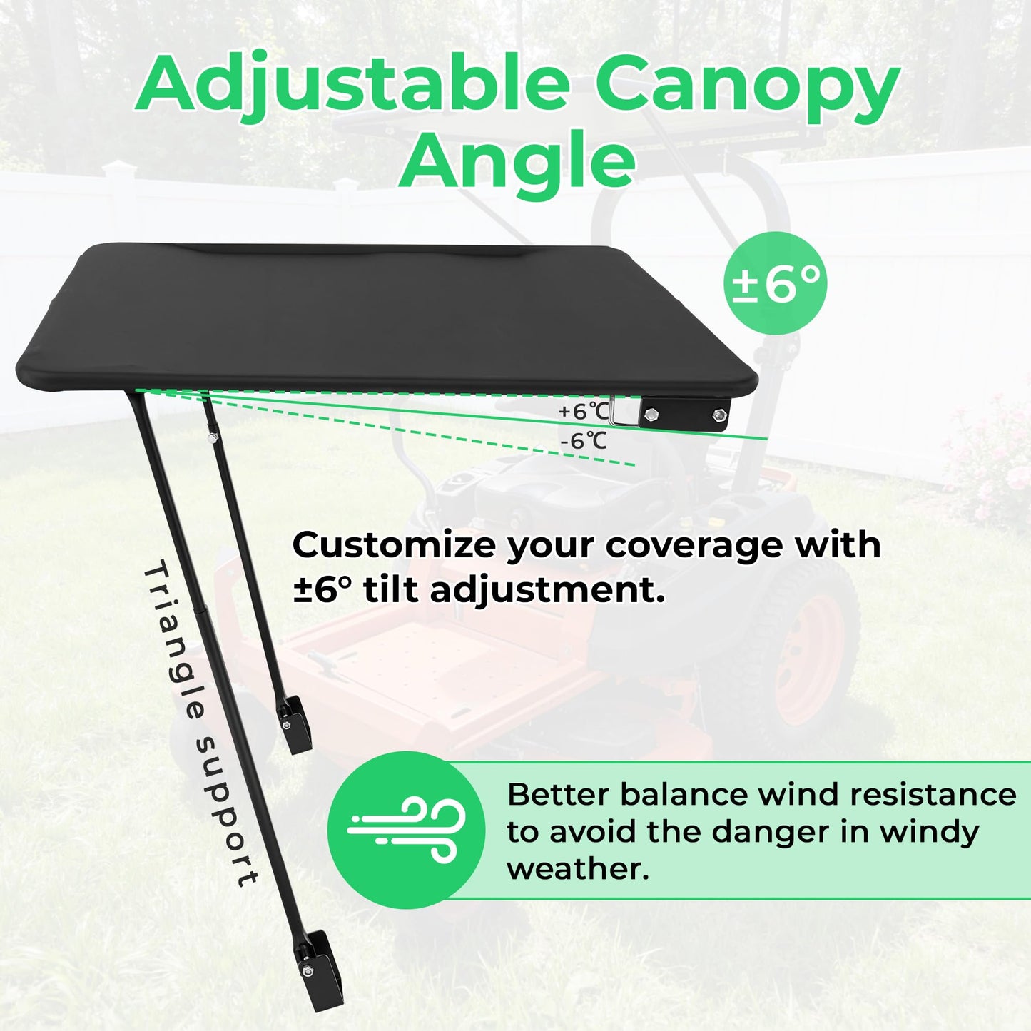 JL JiveLum Universal Tractor Canopy Compatible with ROPS – UV Resistant Sunshade Fit for Compact Tractors, Riding Mowers, Zero Turn Mowers & Lawn Tractors, Easy Install