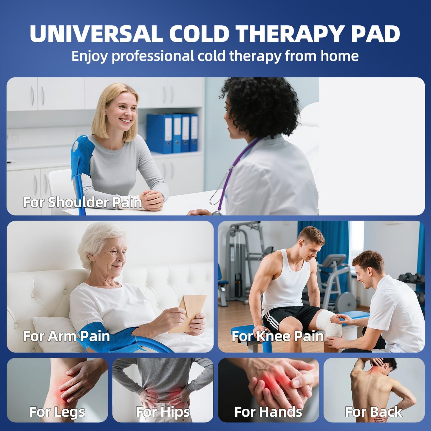 Farnuvo Cold Therapy Machine for Knee Replacement - Portable Ice Machine with Timer, 12Hrs Cooling, 3 Speeds for Pain Relief (Blue)- Ice Therapy Knee/Joints/Ankle/Muscle/Shoulder