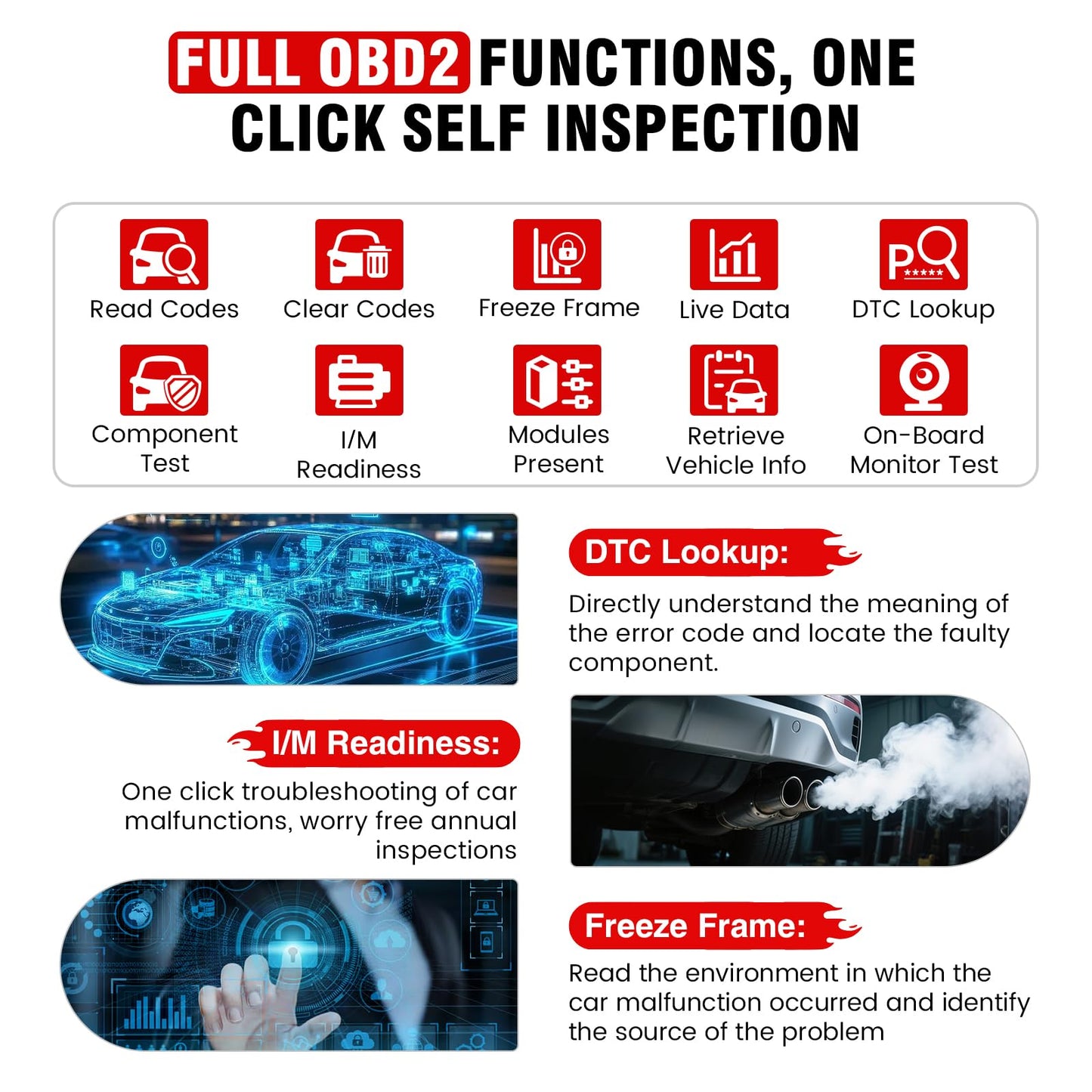 2026 BOSSCOMM IF742 OBD2 Scanner, ABS/SRS/Transmission/Check Engine Code Reader Scan Tool with 6 Resets, ABS Bleeding/Oil/EPB/SAS/Throttle/BMS, Scanner Diagnostic Tool for All Cars, Free Update, EN/ES