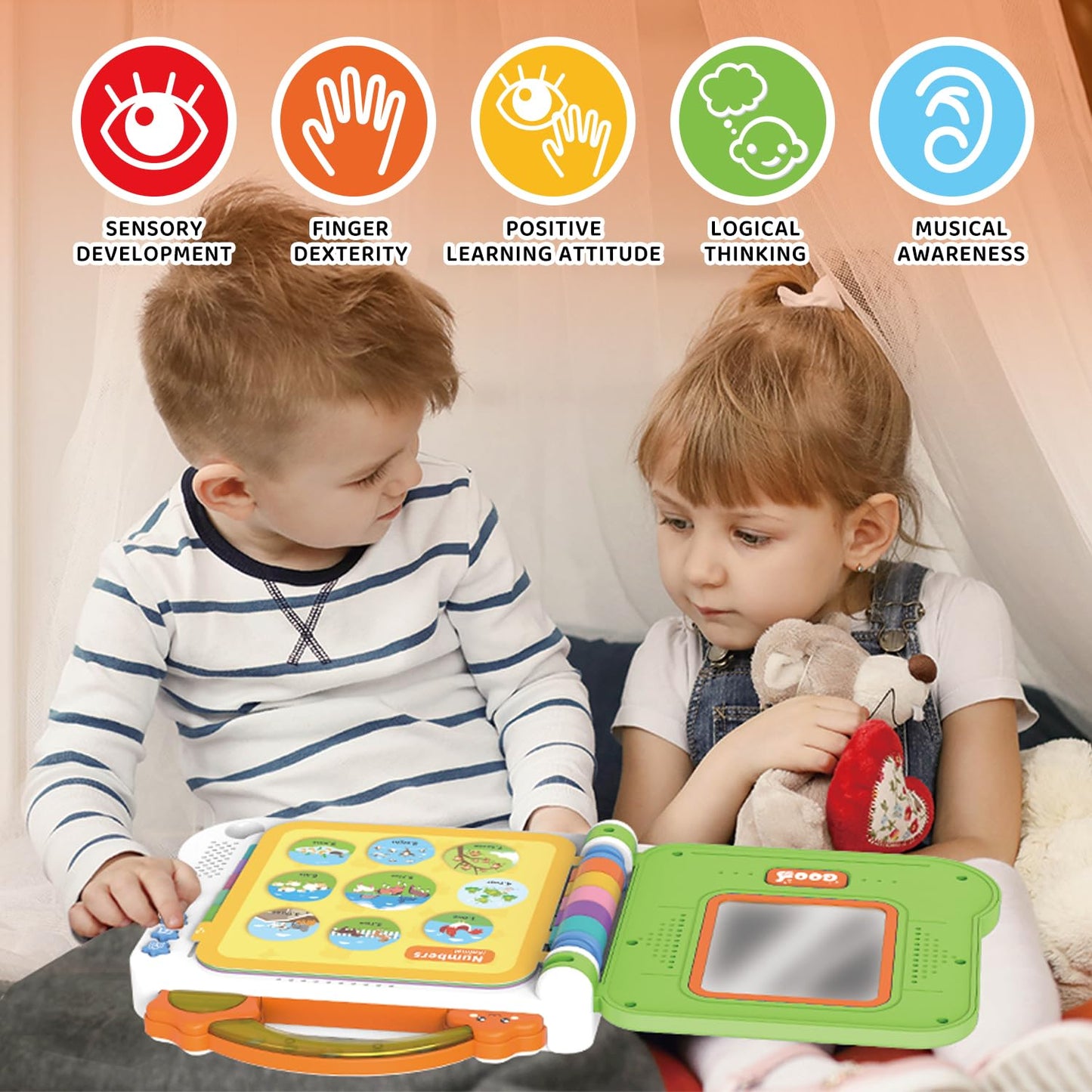 Animal Sound Book | Interactive Toddler Books with Touch Control Sound Pages | Learning Modes & Melodies | Musical Books for Kids | Educational Toys for Boys & Girls (animals, vehicles, fruits, body)