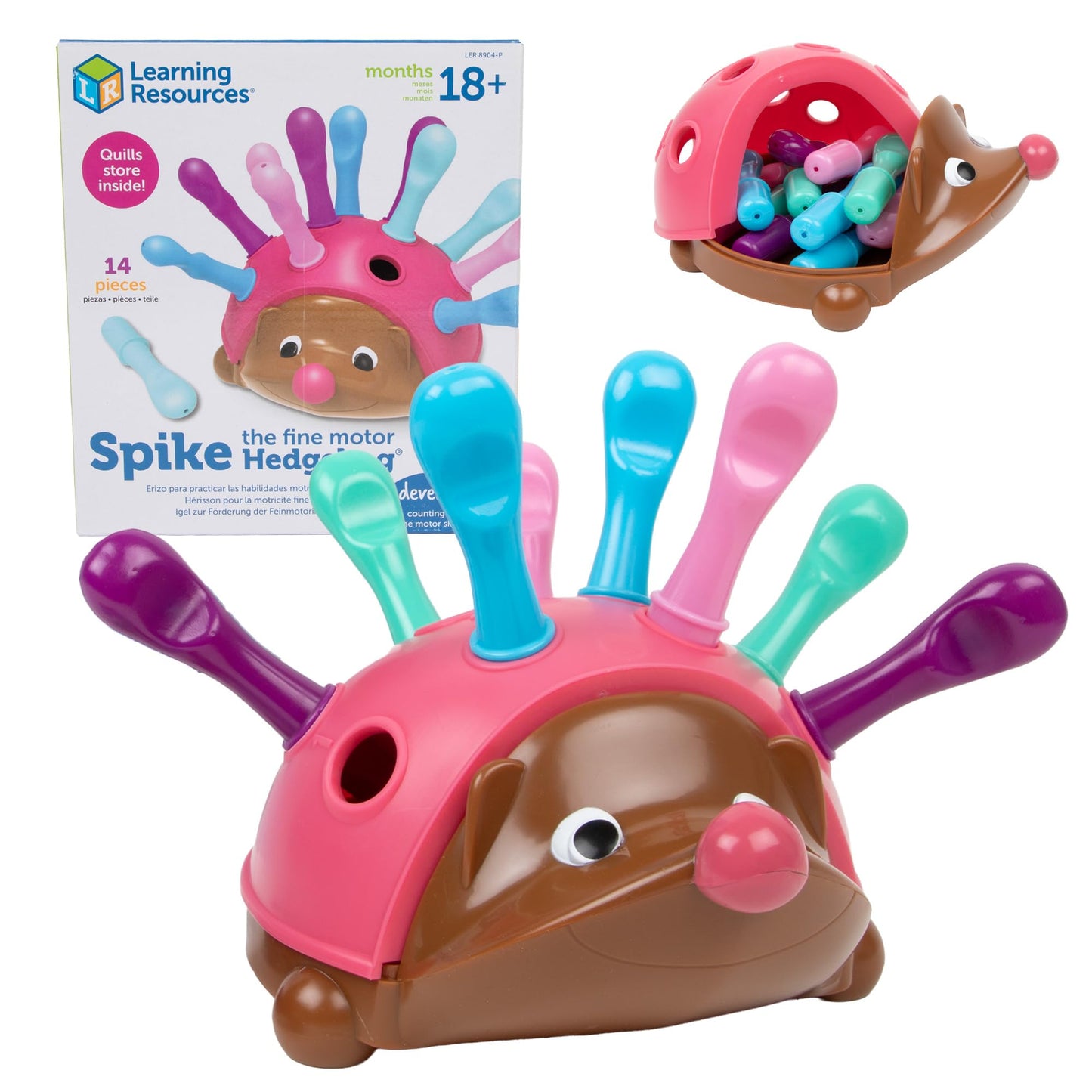 Learning Resources Spike The Fine Motor Hedgehog Pink - Toddler Montessori Toys, Stacking Shape, Gifts For Boys and Girls, Pattern Sensory Bin, Sorting Activities, Educational Games, Kindergarten