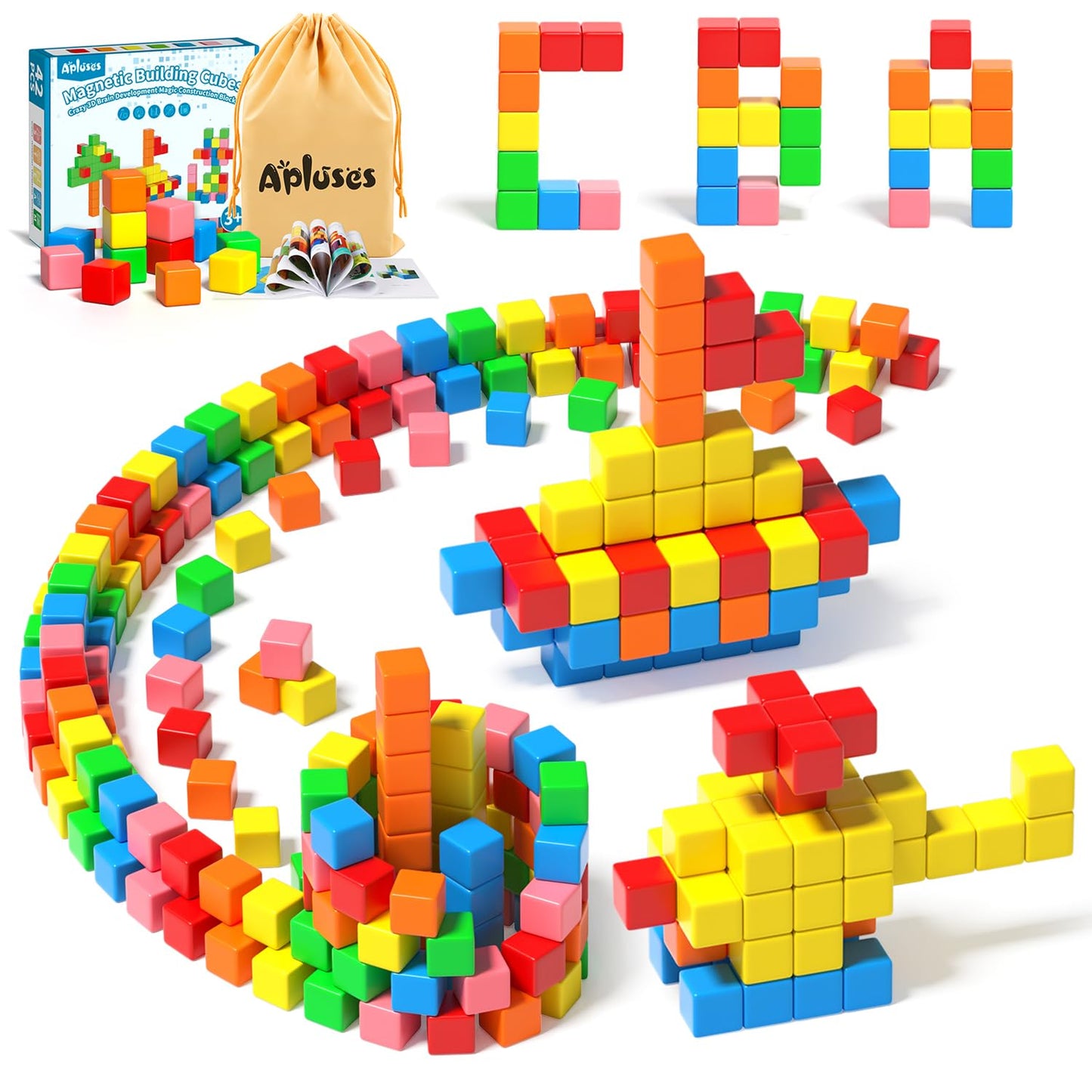 Apluses 74PCS Magnetic Blocks, Classroom Must Have Creative Learning Kids Toys | Preschool Montessori Sensory Autism Magnet Toys for Boys and Girls Ages 3 4 5 6