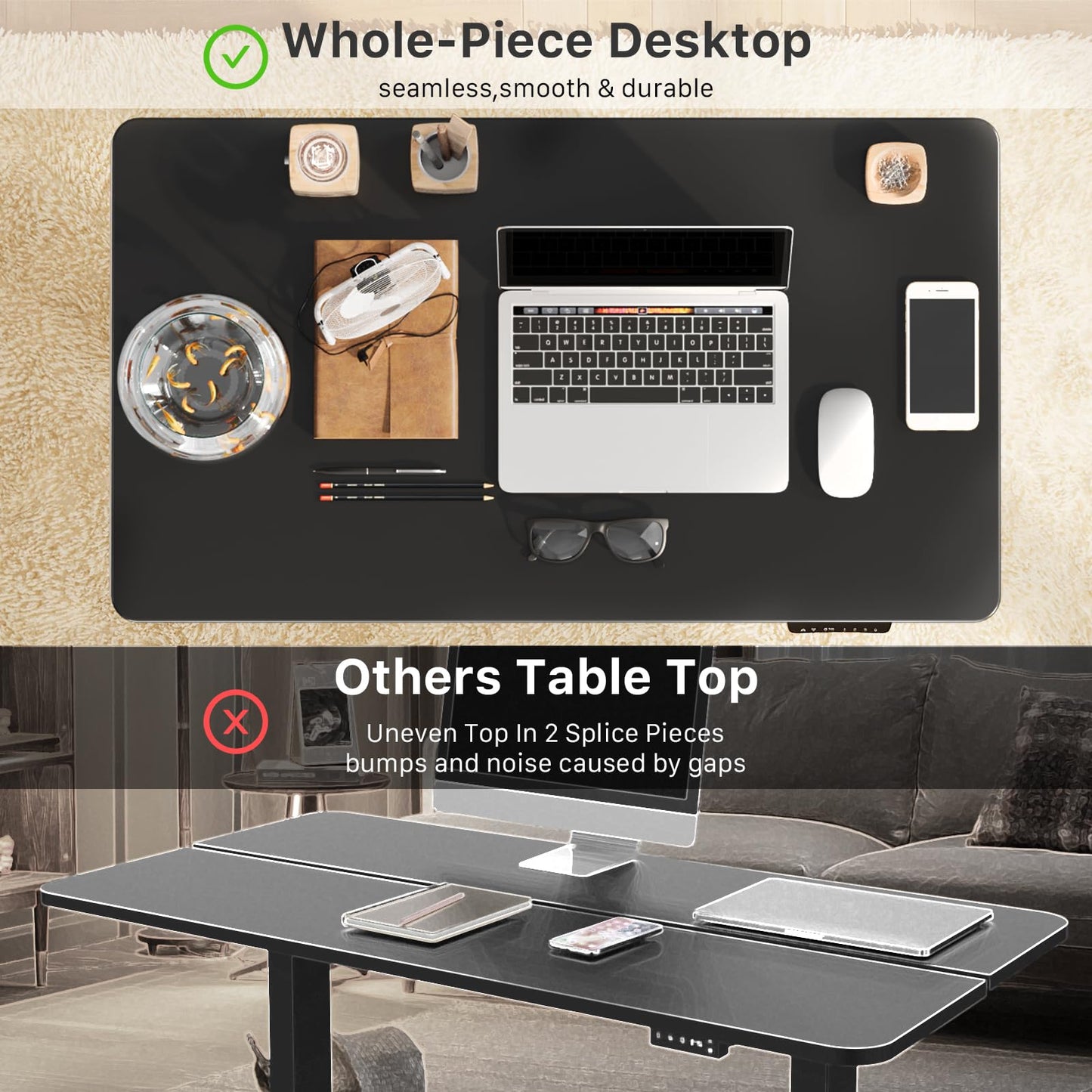 JOY worker Small Electric Standing Desk, 35" x 20" Whole Piece Height Adjustable Desk with Memory Controller, Black Sit to Stand Desk Workstation for Home Office