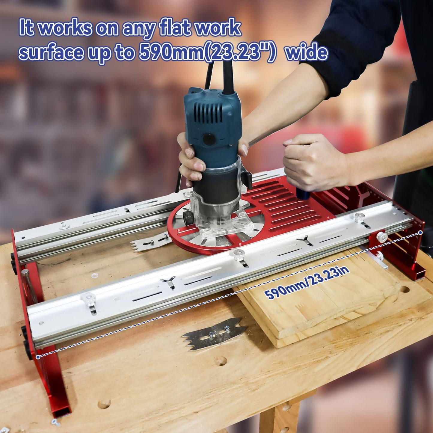 Bench Top Board Mill XL, 24 Inch Capacity, Router Sled For Flattening & Surfacing Cutting Boards, Glued-Up Panels,Multifunctional Woodworking Fixture Limit Block Set