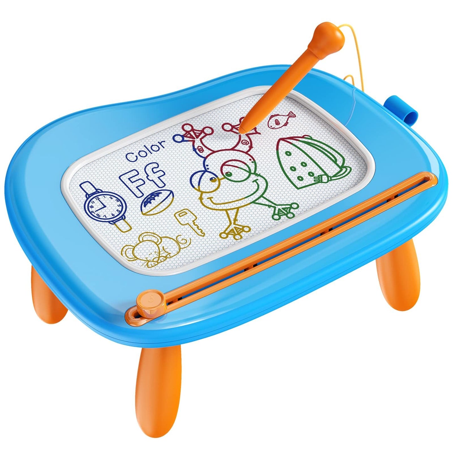 bravokids Magnetic Drawing Board for Kids with Sturdy Legs, Color Erasable Doodle Writing Pad for Toddler Boy Girls, Educational Preschool Learning Toys for 1 2 3 3 4 Years Old Birthday Gifts (Blue)