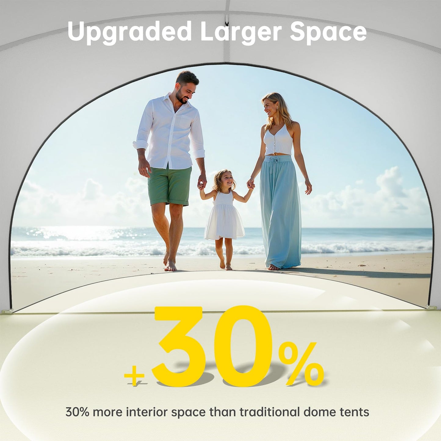 Raynesys Beach Tent Sun Shelter, Beach Shade Tent with UPF50+ UV Protection, Sun Shelter for 1-3 Person, Beaches Shade with 2 Zippered Doors, Portable Tents for Camping Fishing, Beige