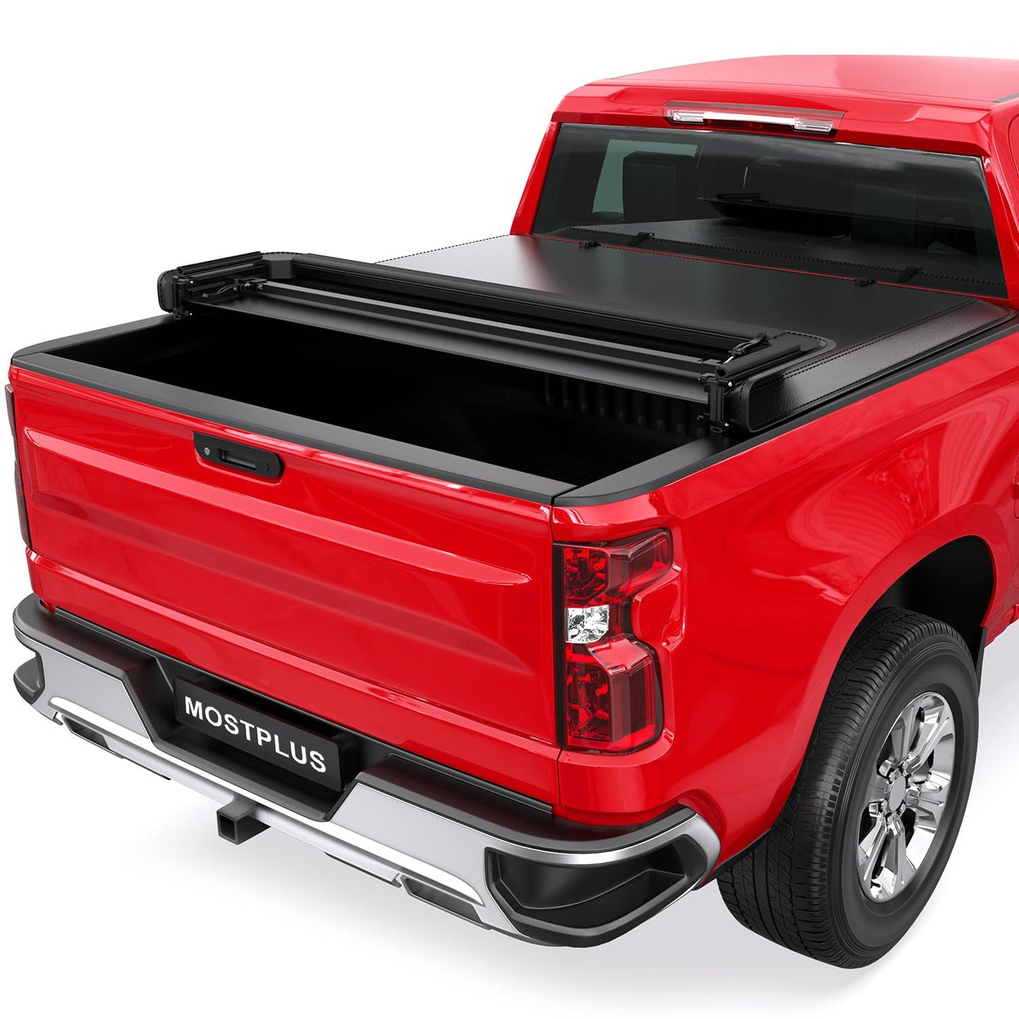 MOSTPLUS Quad Fold Soft Truck Bed Tonneau Cover Compatible for 2014-2019 Chevy Silverado GMC Sierra 1500 2015-2018 Silverado Sierra 2500 3500 HD 6.5/6.6 FT Bed Fleetside On Top