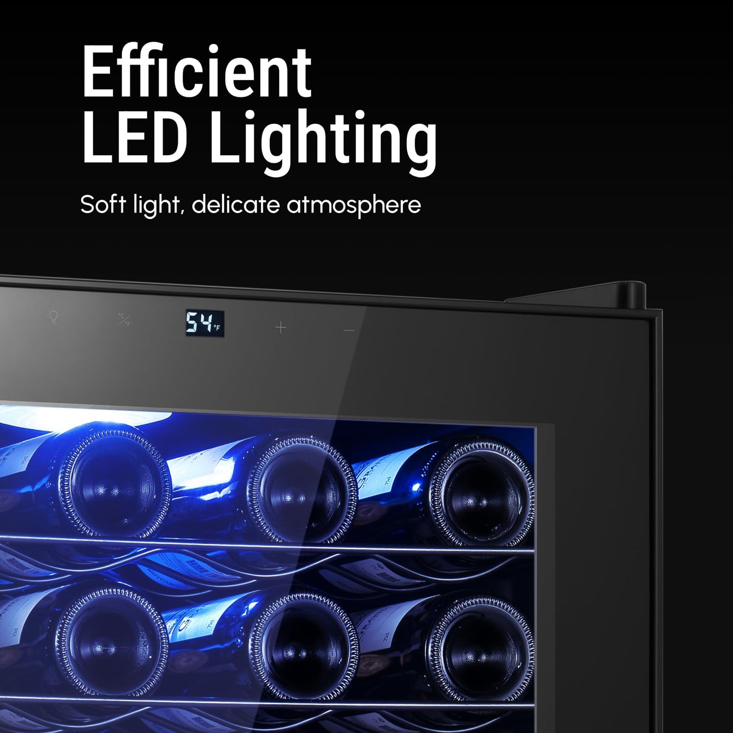 Yeego Wine Fridge – 46 Bottles Wine Cooler, 38–65℉ Digital Control with Double Glass Door & LED Light, Freestanding Wine Fridge Under Counter for Home Bar and Kitchen