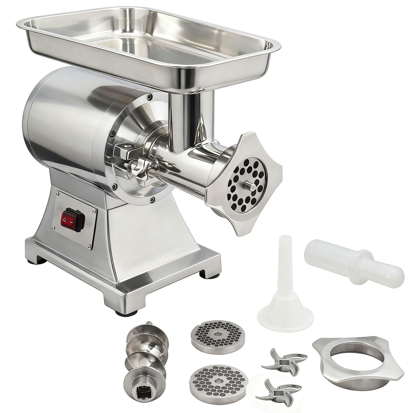 Heavy Duty Commercial Meat Grinder Machine 1.5 HP, 1100W, 330LB/h Stainless Steel Electric Meat Mincer with 2 Blades & Meat Pusher Ideal for Home Kitchen, Hotel, Restaurant
