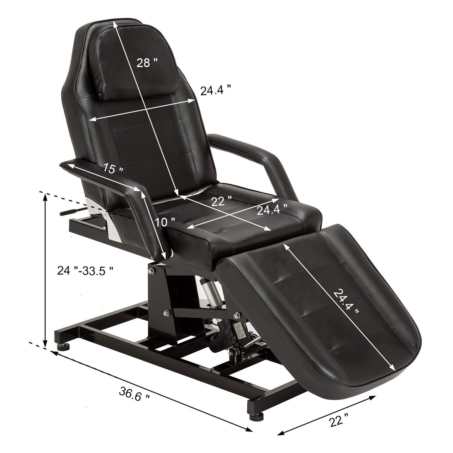 BarberPub Salon SPA Massage Bed Tattoo Chair Facial Adjustable Table Beauty Equipment 0100 (Black)