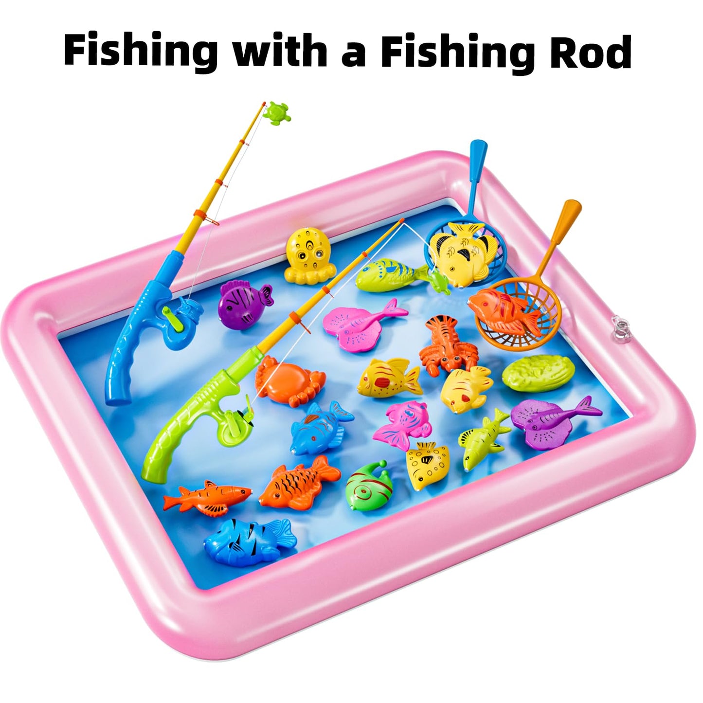 TEMI Fishing Toy for Kids 3-8 Years Old, Bath Toy for Child, Magnetic Fishing Pole for Toddlers, Summer Water Toys for Boys and Girls, Outdoor and Indoor Toys, Gifts for Birthday and Holidays