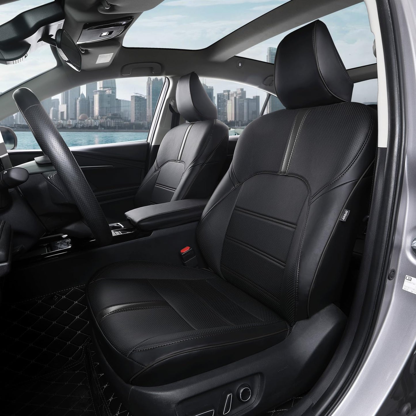 GOLYWIN Custom Fit Seat Covers for 2025-2026 Toyota Camry Hybrid LE SE & 2026 Nightshade - Full Set Premium Waterproof Faux Leather Car Seat Protectors (Pure Black)