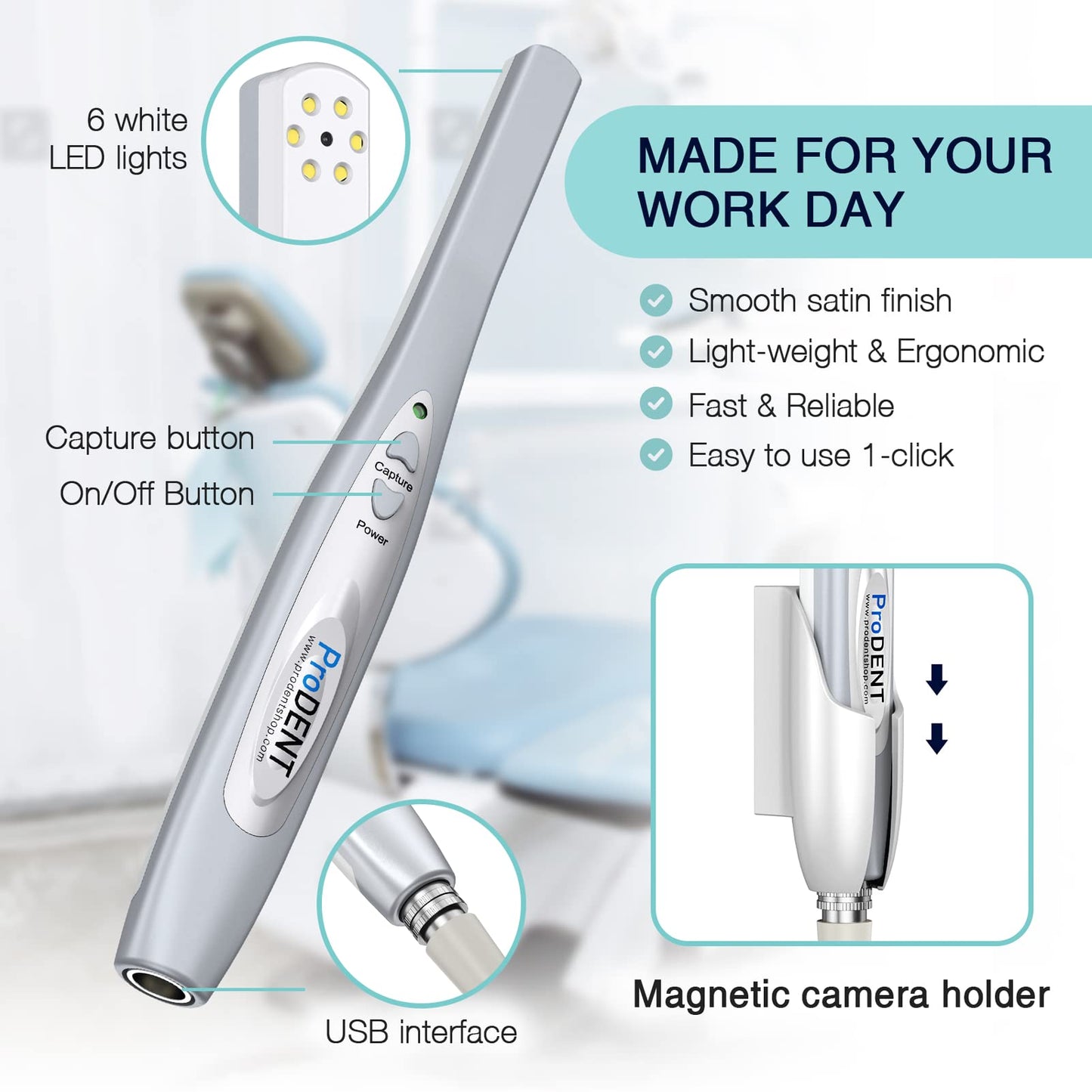 ProDENT Intraoral Camera PD740, Capture Button Driver to Work with Eaglesoft, Dexis, Apeteryx, Carestream, Tigerview,