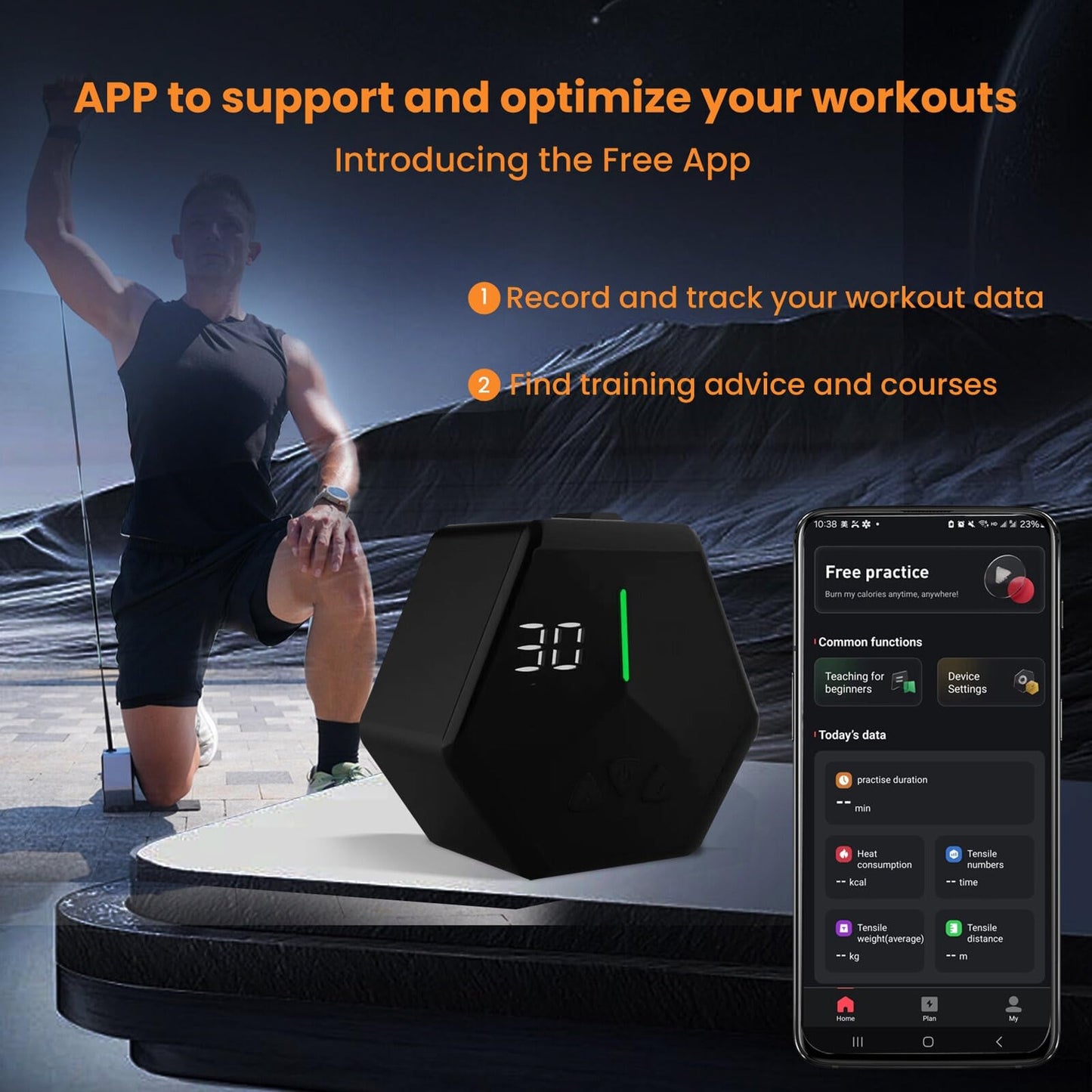Rayofi GO-Tone Portable Cable Gym, 7-66LB Adjustable Resistance Band, App & Bluetooth Connection， Multifunctional Fitness Equipment, Suitable for Home & Travel (Black)