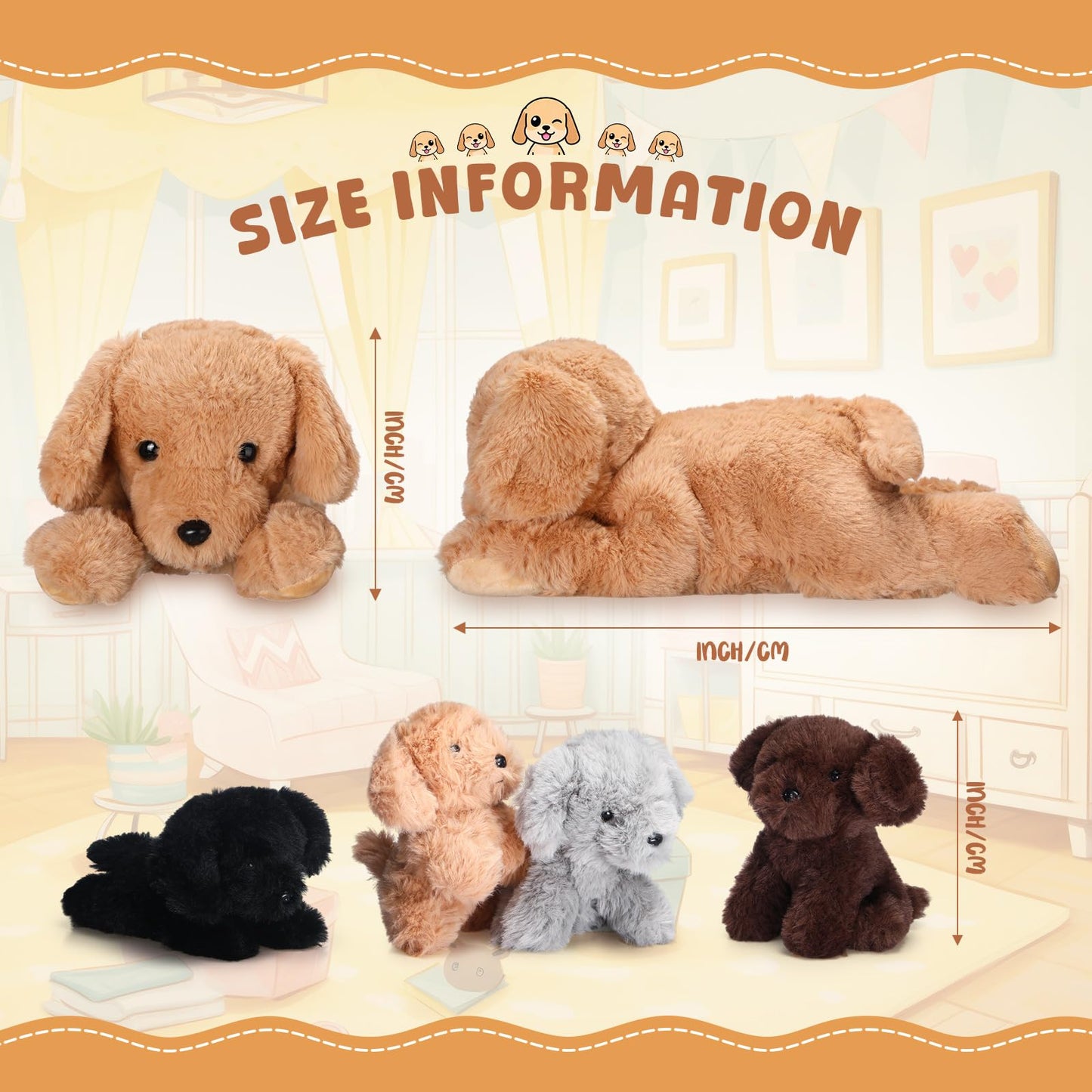 Skylety 5 Pcs Dog Stuffed Animal Puppy Stuffed with Babies Inside 1 Big Mommy with 4 Mini Baby Cute Soft Toy for Children Birthday Party Adopt a Puppy Favor(Lying Labrador)