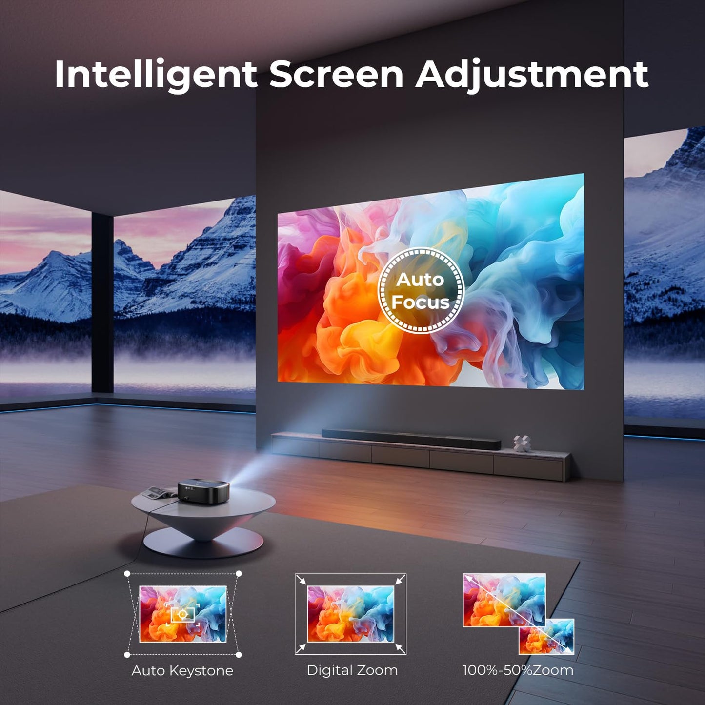 4K Projector with Wifi and Bluetooth, ELEPHAS Outdoor Movie Projector Compatible with NETFLIX/Prime Video/YouTube, 100,000+ Apps Supported, Smart Video Projector for HDMI/USB/iOS/Android/Windows