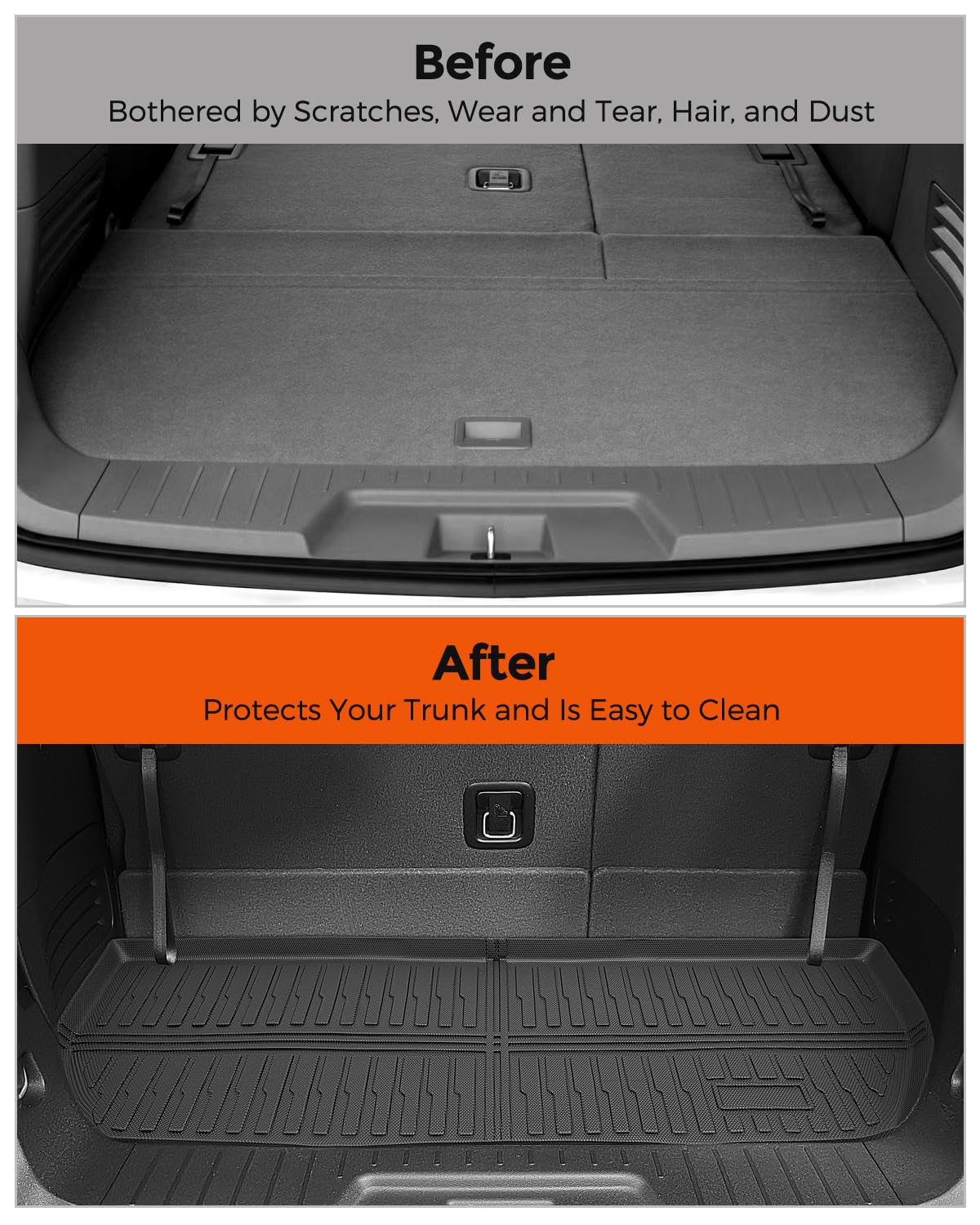 Car Floor Mats for Traverse Enclave: 2009-2017(Only with 2nd Row Bucket Seats) Cargo Trunk Liner, All Weather Rubber Accessories Tapetes Para Custom Fit for Chevy Traverse for Buick Enclave SUV Carpet