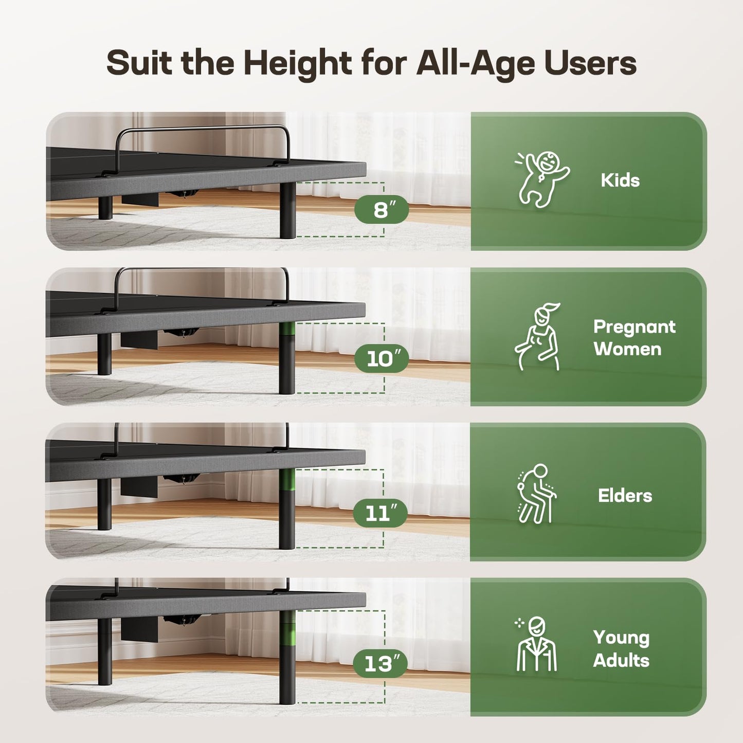 Marsail MS01-1 Queen Adjustable Bed Frame with Massage + 10-inch Gel Memory Foam Mattress, Adjustable Bed Base with Under-Bed Nightlight, Wireless Control Massage Adjustable Bed, Queen