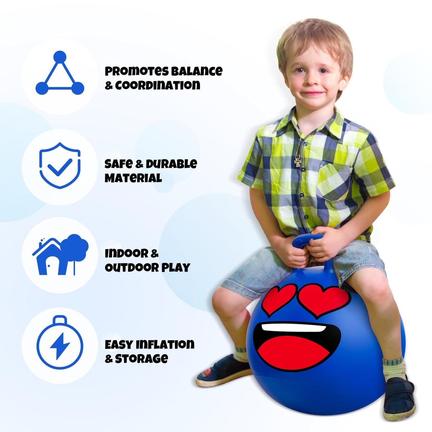 Upper Rider 6 Pcs Hopper Ball for Kids 3-8, 18 Inch Bouncy Ball with Handle, Inflatable Hippity Hop Bounce Jumping Hopping Toys for Toddlers Boys Girls Gifts, Pink Blue Red Purple Green Yellow