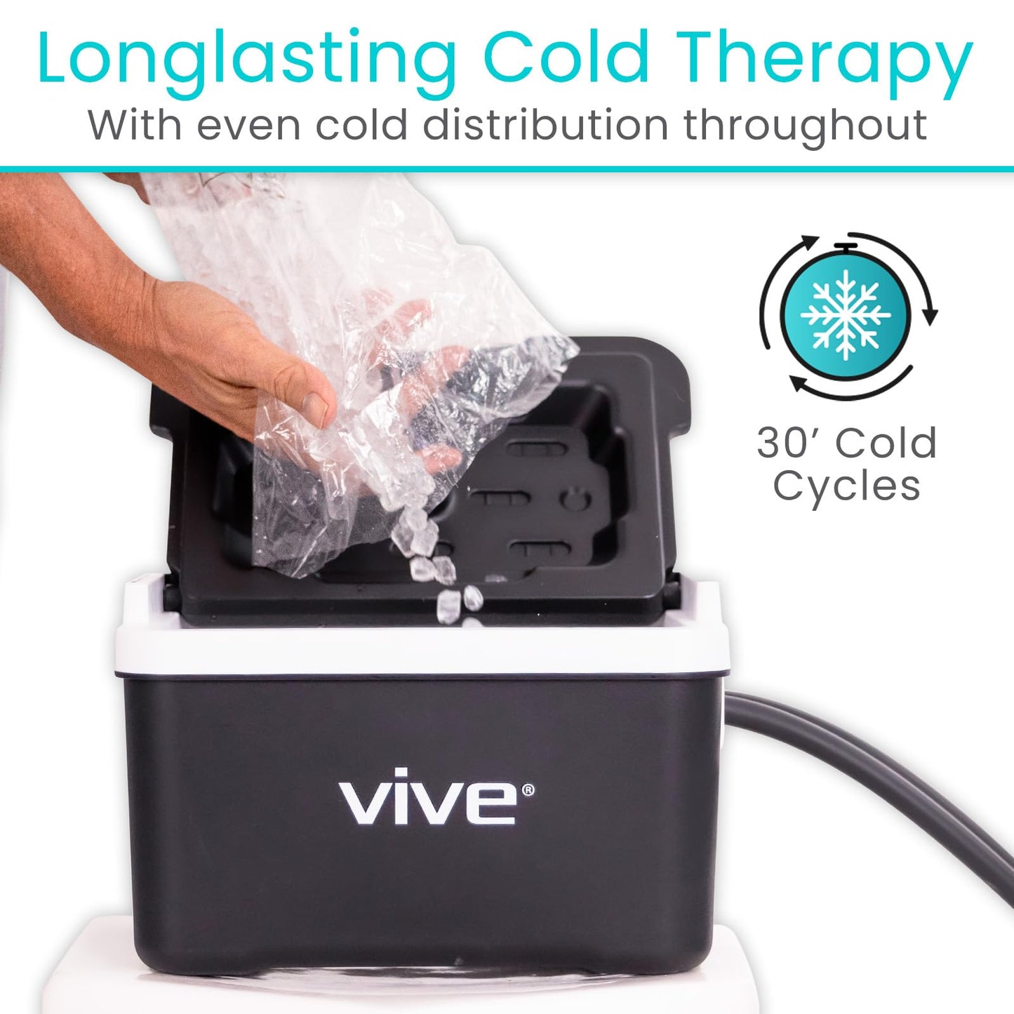Vive Ice Therapy Machine for Knee & Shoulder - After Surgery Cold Therapy for Knee Hip Replacement, Rotator Cuff Injuries - Post Surgery Medical Cryotherapy System - Cooling Cryo Cuff (Black)
