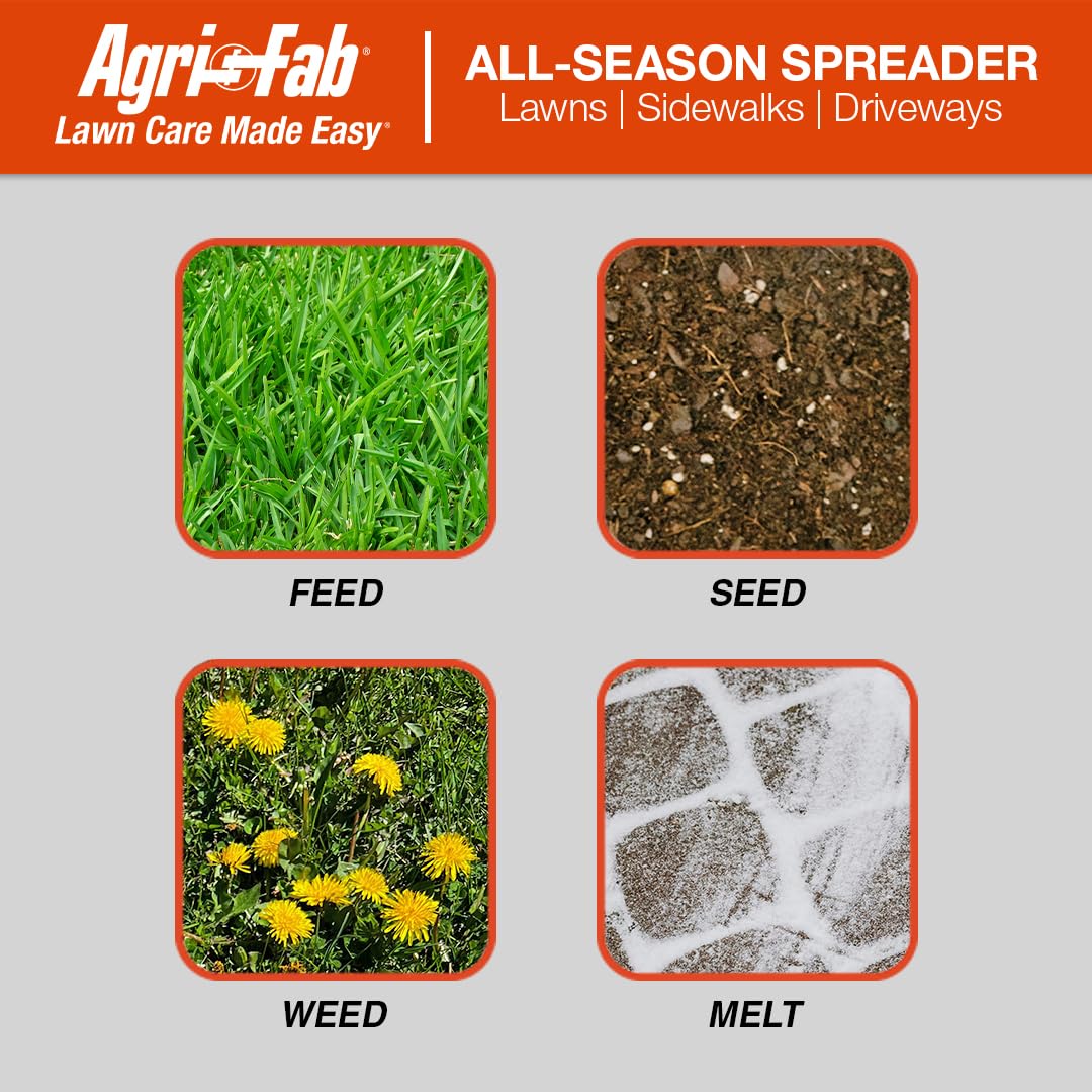 Agri-Fab 45-0527 110 lb. Tow- Behind Lawn & Garden Broadcast Spreader for Seed,Fertilizer,Salt,Ice Melt; Easy to use Flow Control from Seat of Riding Lawn Mower