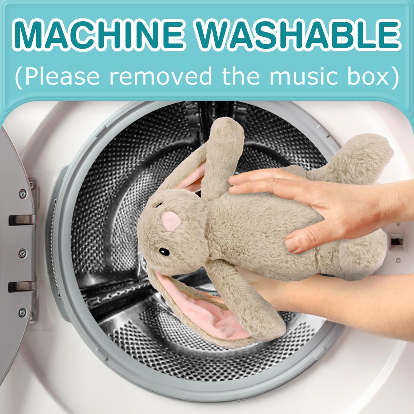 Dearbaby Baby Soother Cry Activated Sensor Toys,Heartbeat Bunny for Babies,Plush Stuffed Animal for Newborn Infants,Baby Toy Vibrating with Mom’s Heartbeat,Baby Shower Gifts for Girls and Boys