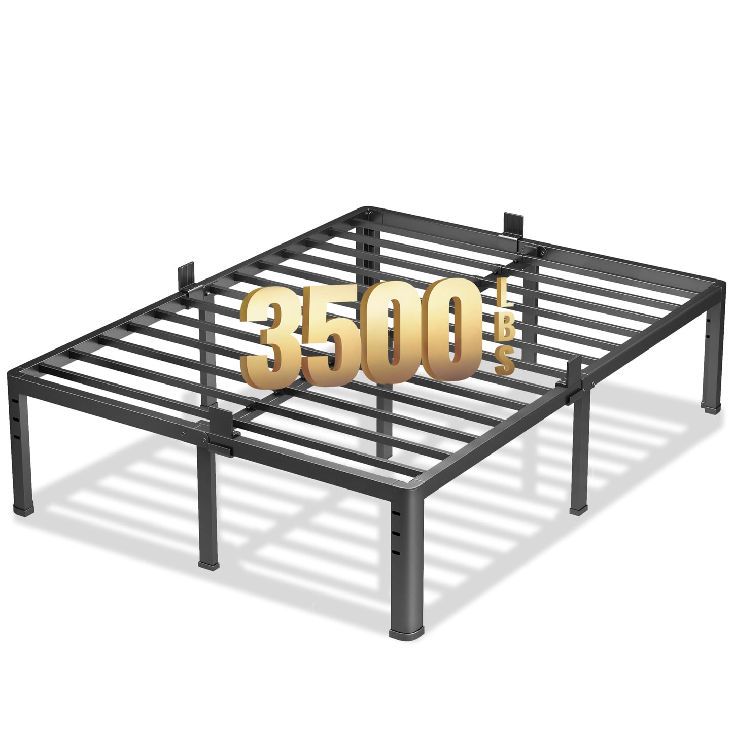 NKZ 18 Inch Metal Platform Bed Frame, King Size Bed Frame with Round Corner Legs, 3,500 lbs Heavy Duty Steel Slats Support, No Box Spring Needed, Easy Assembly, Noise Free