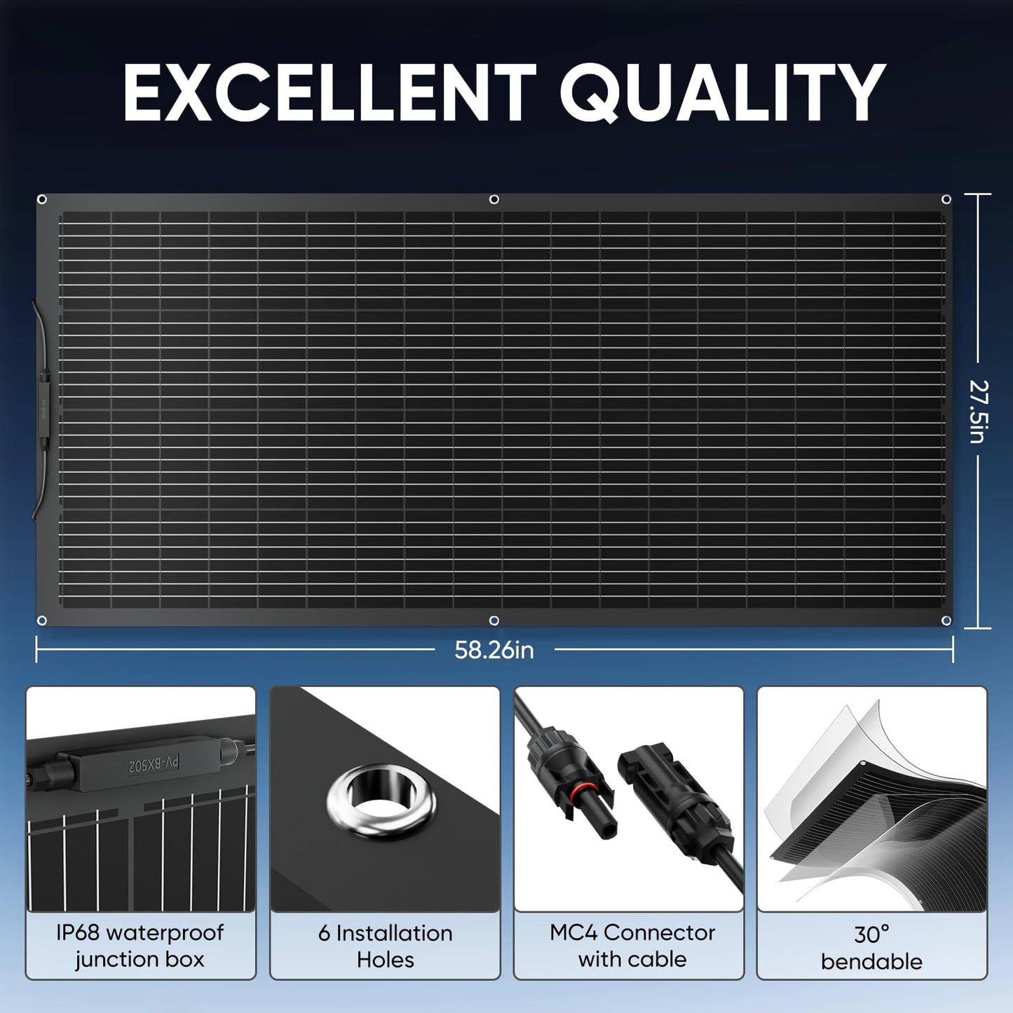 300W Flexible Solar Panel Bendable, All Black High Efficiency Monocrystalline Waterproof 24V/12V Perfect for RV, Boat, Van & Uneven Surfaces (300W Flexible)