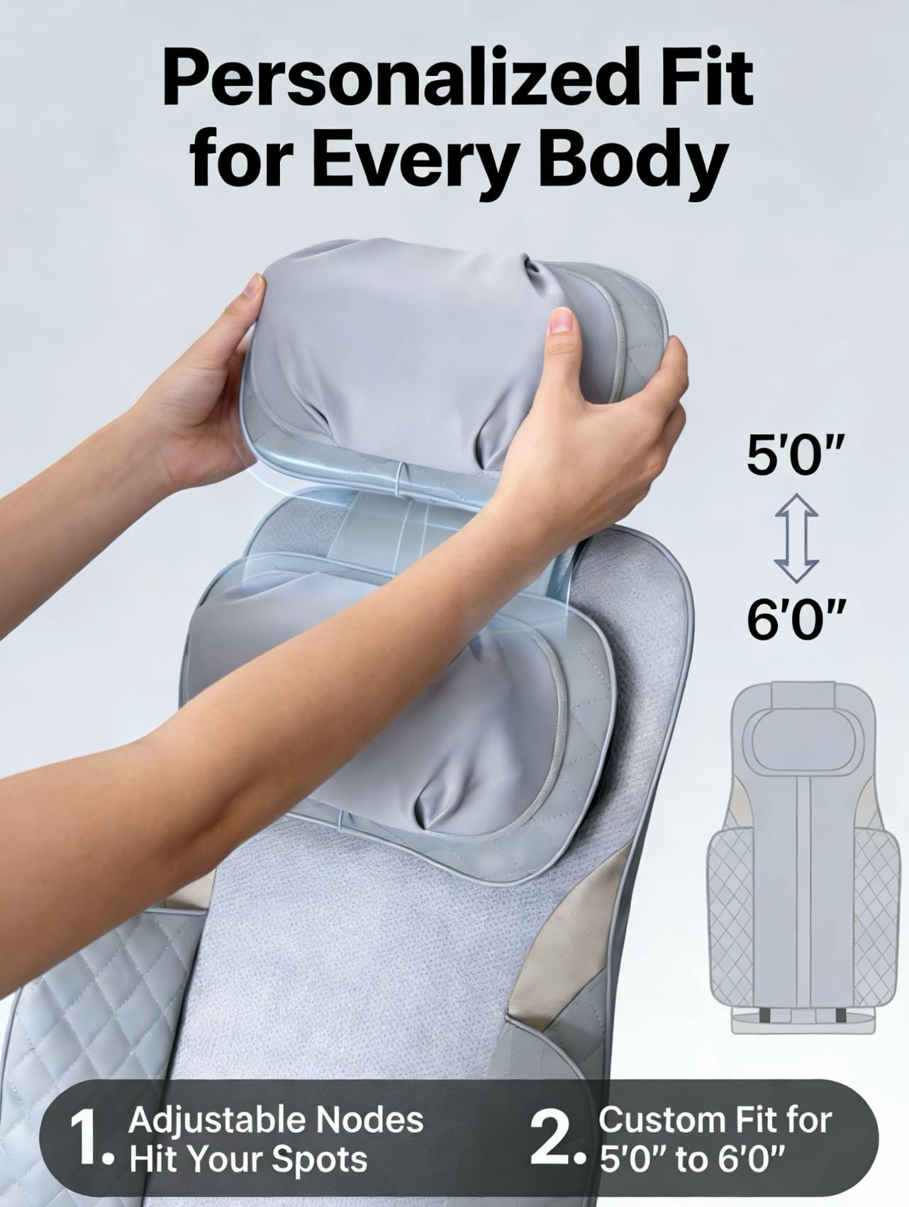 Ethereal Wellness Shiatsu Neck and Back Massager with Heat,35cm Rolling Massage Chair Pad,4D Kneading Cushion with Vibration for Pain Relief,Comfortable Back Massage for Chair,Office Home