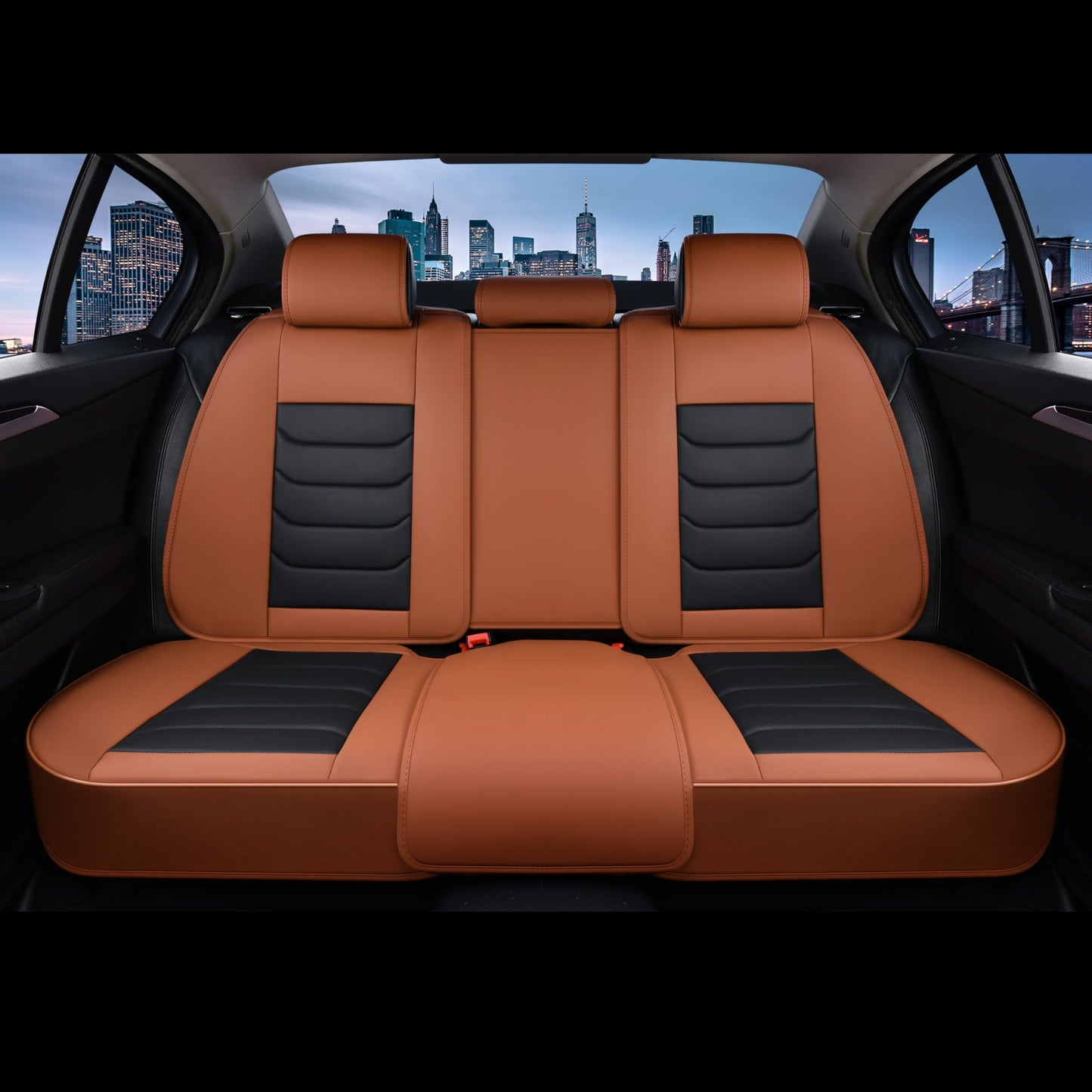 FLORICH Seat Cover for Cars, Front&Rear Seat Covers, Waterproof Automotive Car Seat Covers, Brown Car Seat Cushion Accessories for Most Car Interior Covers Sedan Truck SUV(Brown&Black, Full Set)