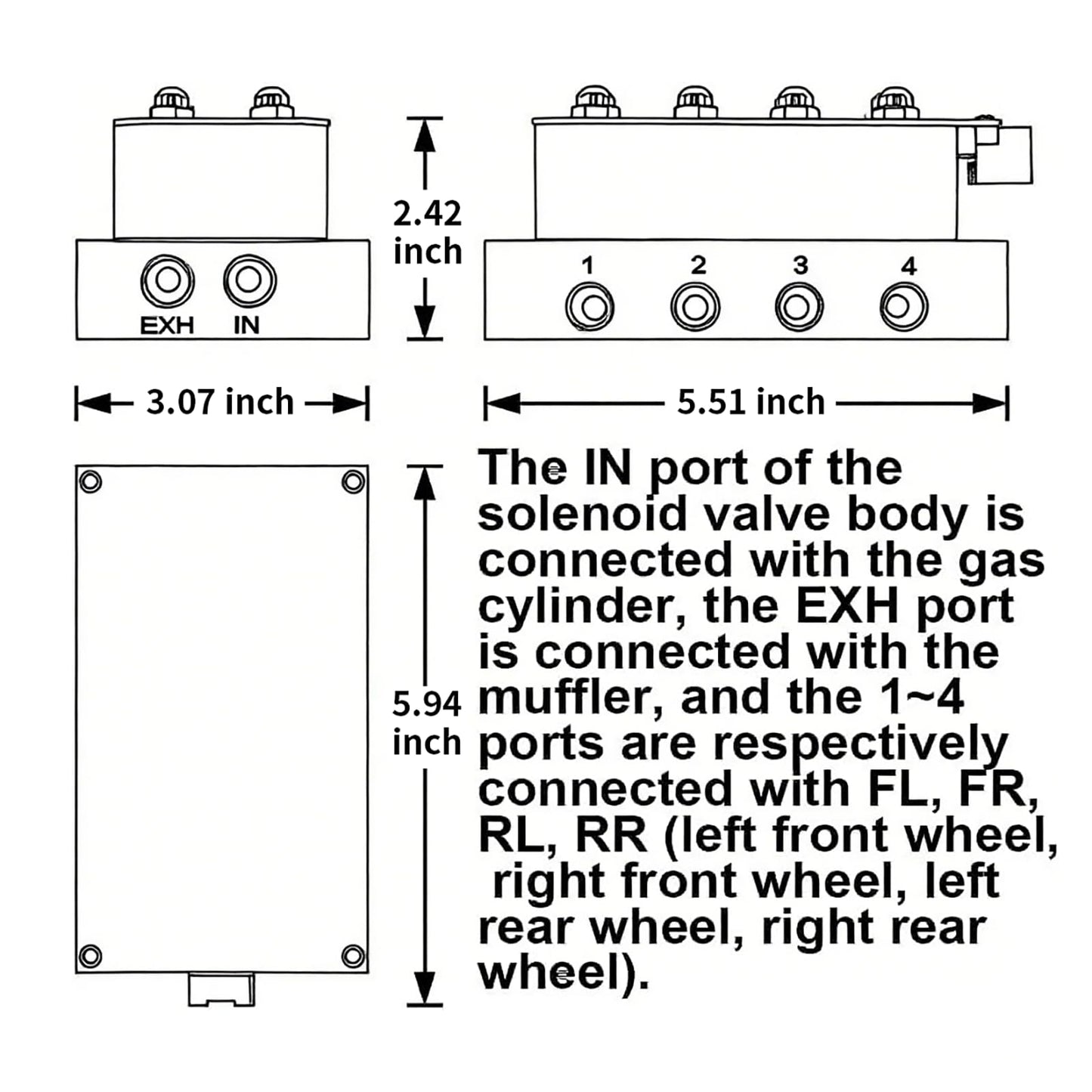 CNWZYMX 12V Air Management Featuring 8-Valve Air Ride Suspension Manifold, Simplify Control Panel and Ship Type Switch and Five-Way White Display Air Pressure Gauges