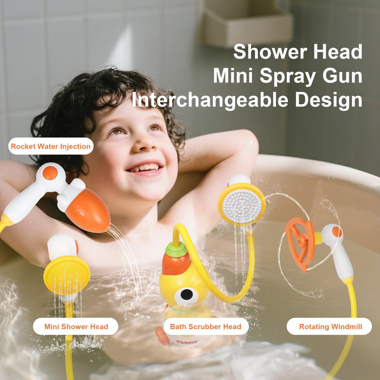 XYUYTOEI Baby Bath Sprayer Toy for Toddlers-Adjustable Water Flow Rinser with 3 Squirting Ducks & Bathtub Shower Head,Fun Bath Time Gift for 1 2 3 Year Old Kids, Babies & Newborns