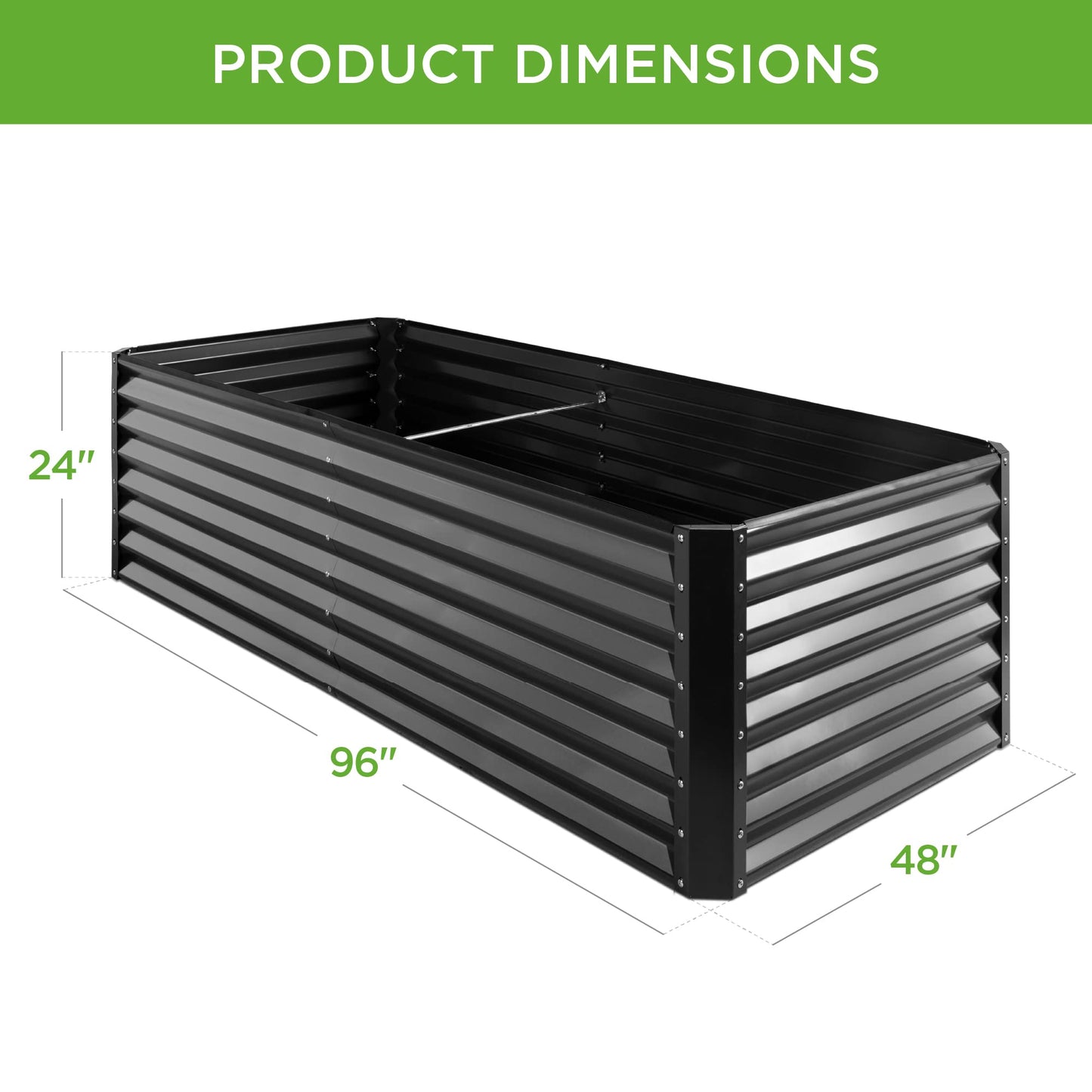 Best Choice Products 8x4x2ft Outdoor Metal Raised Garden Bed, Deep Root Planter Box for Vegetables, Herbs & Flowers, 478-Gallon Capacity, 100% Non Toxic Materials - Gray