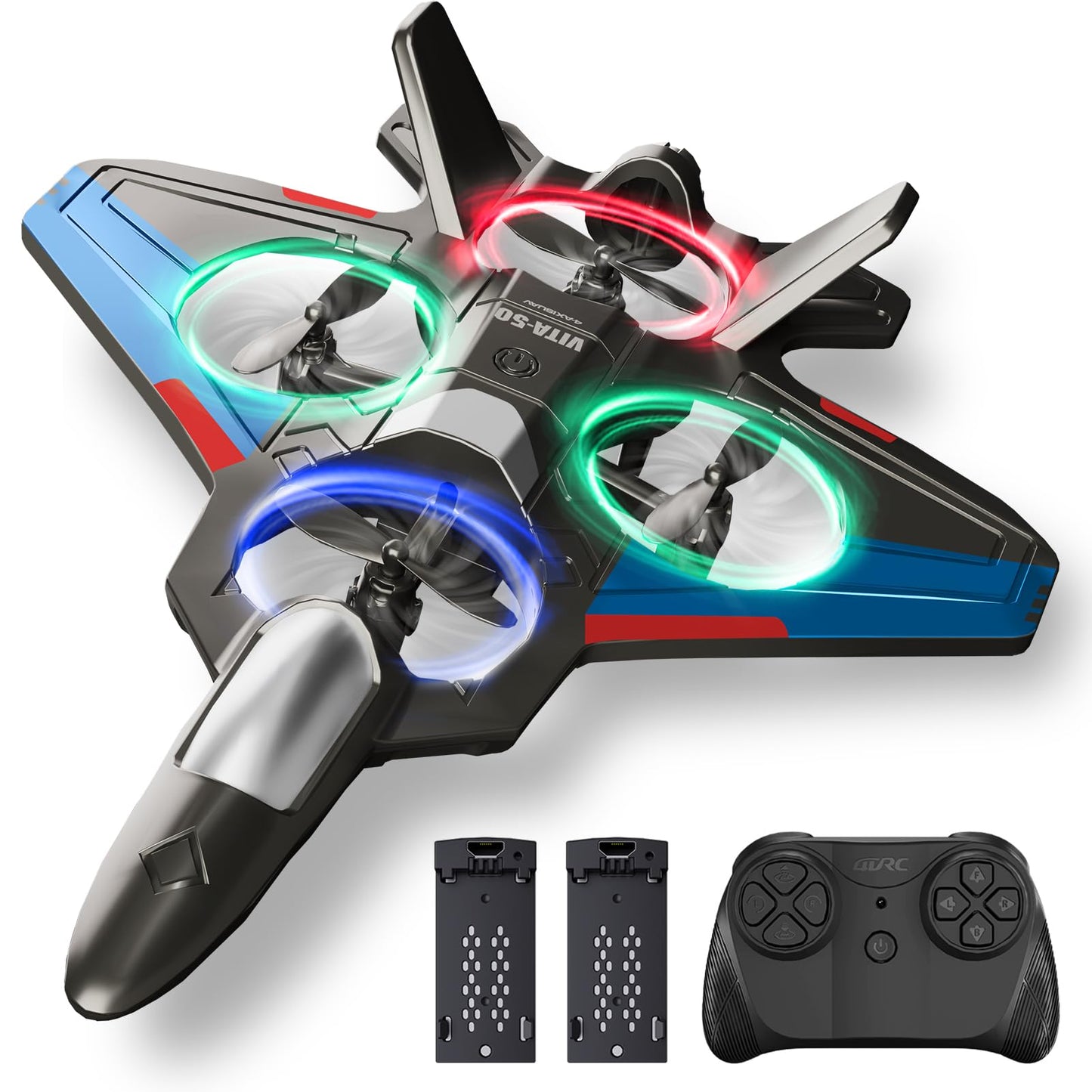 Tubokoro RC Planes for Kids Adults, Foam Remote Control Airplane Jet Helicopter Drone Toys for Kids Adults 8-12 12-16, Remote Control Plane Airplane Toys with Led Lights, 360° Flip Stunt Rotation