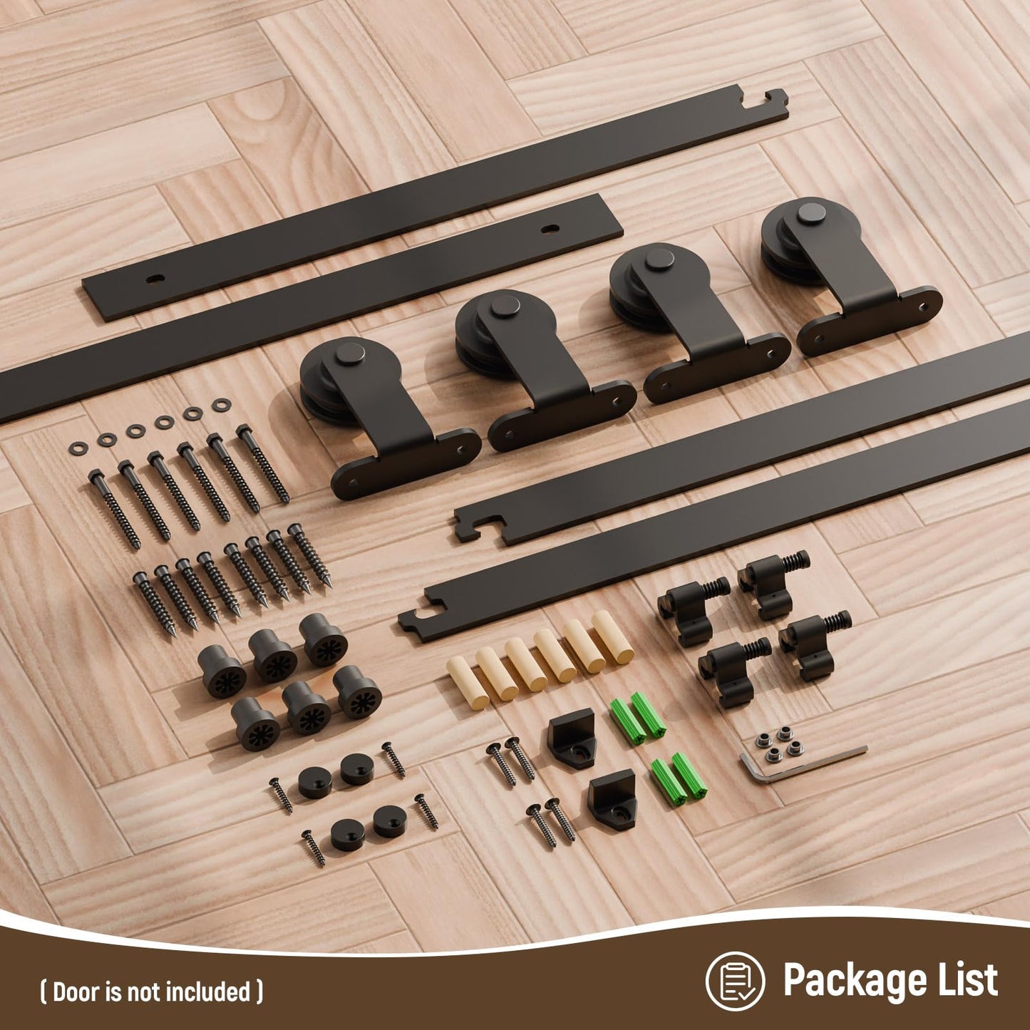 CCJH 11FT Sliding Barn Door Hardware Kit, Heavy Duty, Smoothly and Silently, Easy to Install, Fit 33" Width Double Door Panel, T-Shaped Style Black