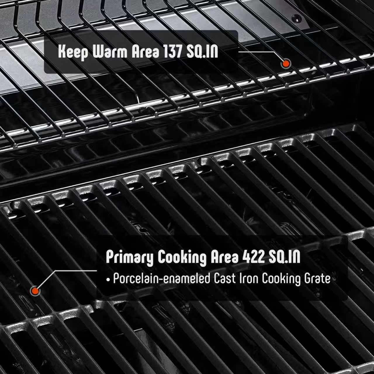 Feasto All Stainless Steel 4+1 Burner Gas BBQ Grill, Outdoor Propane Grill with Premium Enameled Coated Chamber Body & Porcelain-Enameled Cast lron Grates, 48,000 BTU