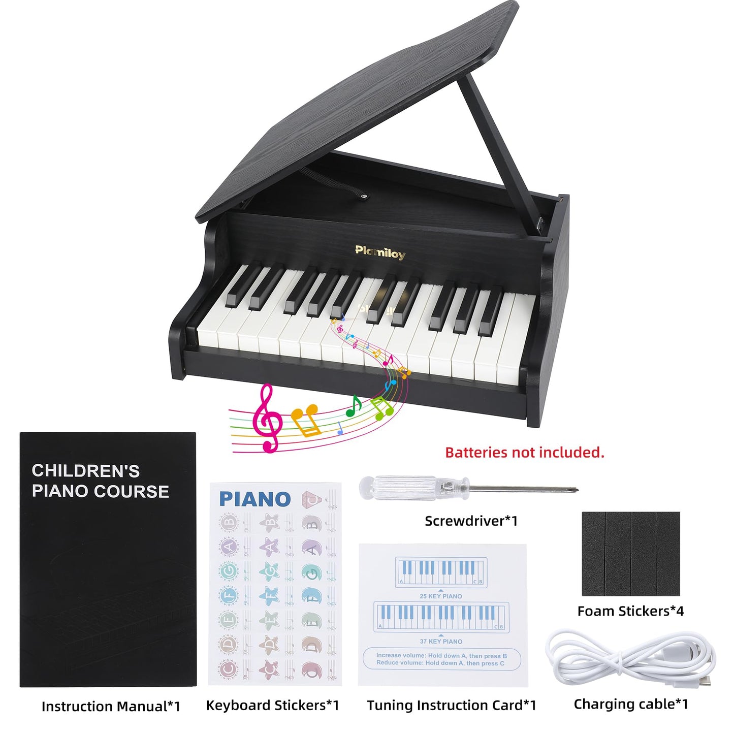 PLAMILOY Kids Piano, Toddler 25-Keys (Grand) Wooden Digital Keyboard Piano, First Instrument Toy for Baby Beginner 3 Ages+, Surprise Educational Early Learning Birthday Gift for Boys Girls