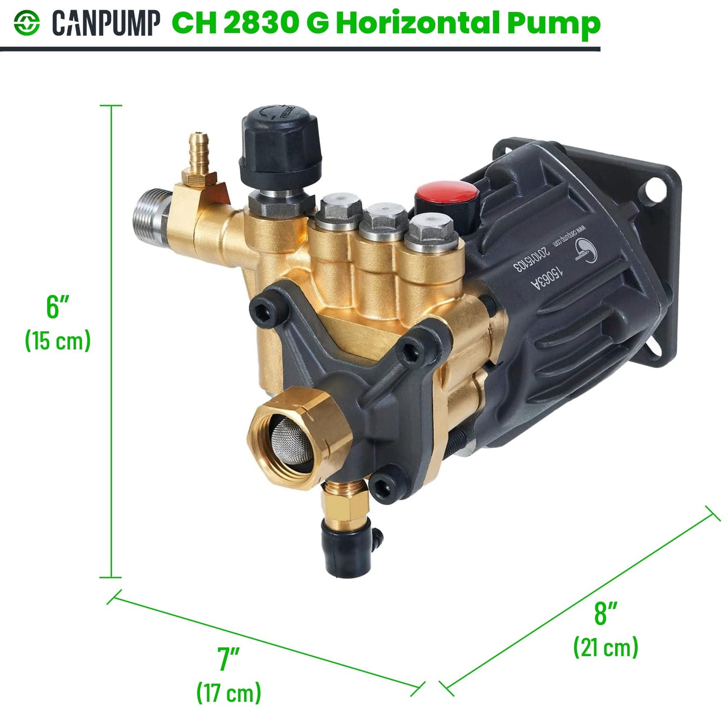 Canpump CH 2830 G: 2800 psi @ 3 US gpm Pressure Washer Replacement Pump, 3/4-inch Horizontal Gas Shaft