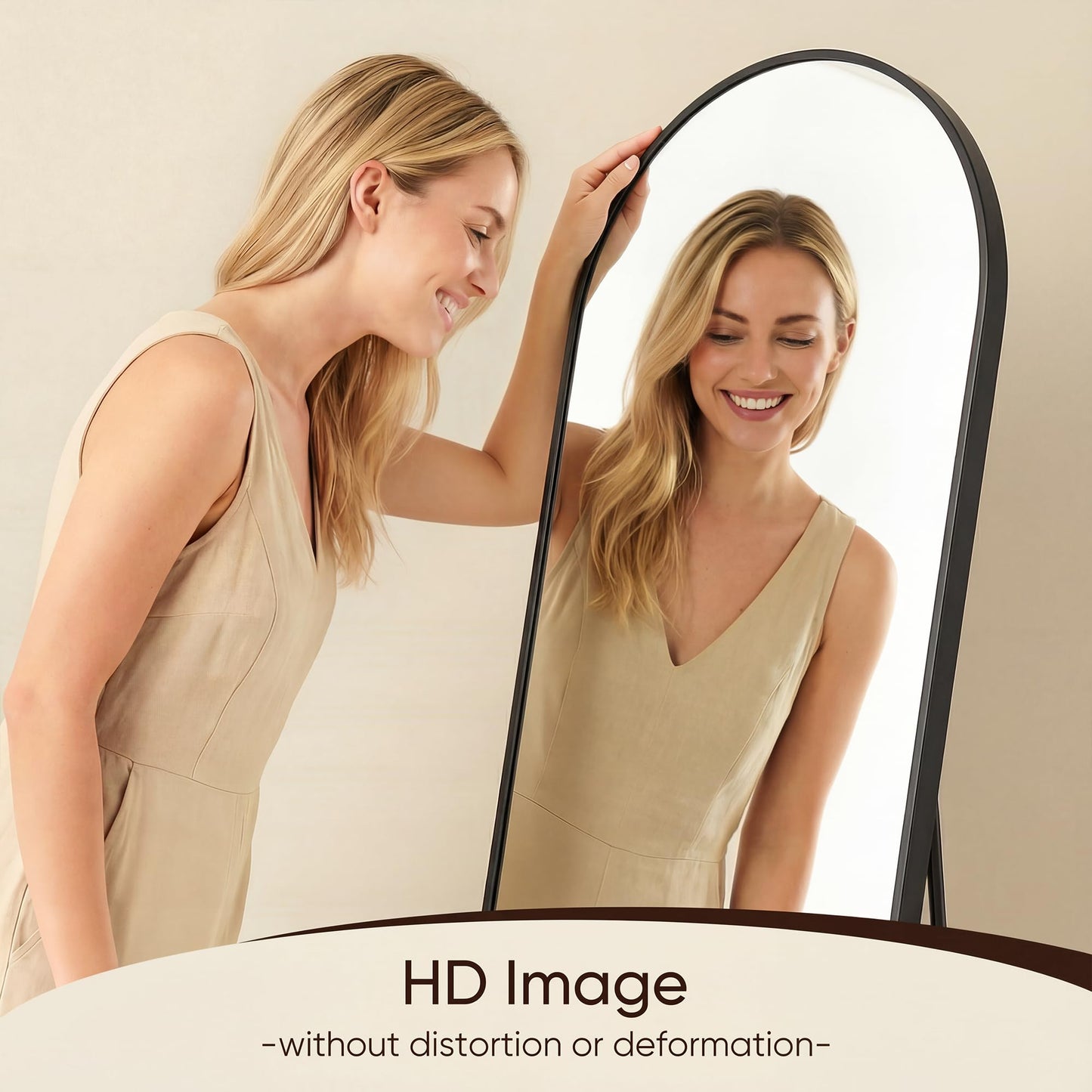 Antok Full Length Mirror, 71"x28" Floor Mirror, Arched Floor Standing Freestanding Arch Full Body Mirrors with Stand for Bedroom, Hanging Mounted for Living Room Cloakroom,Black