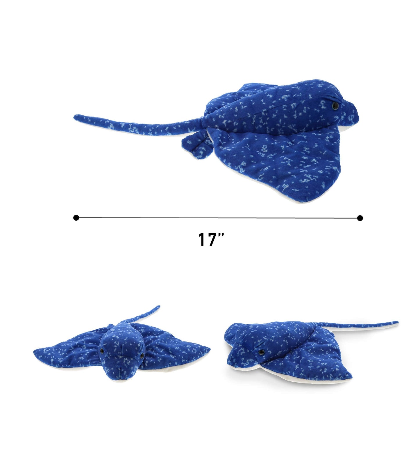 DolliBu Spotted Blue Stingray Plush - Super Soft Stuffed Animal Stingray Toy, Wild Collection Ocean Plush Gift for Kids and Adults, Cute Sea Creature Stuffed Ray - 17 Inches
