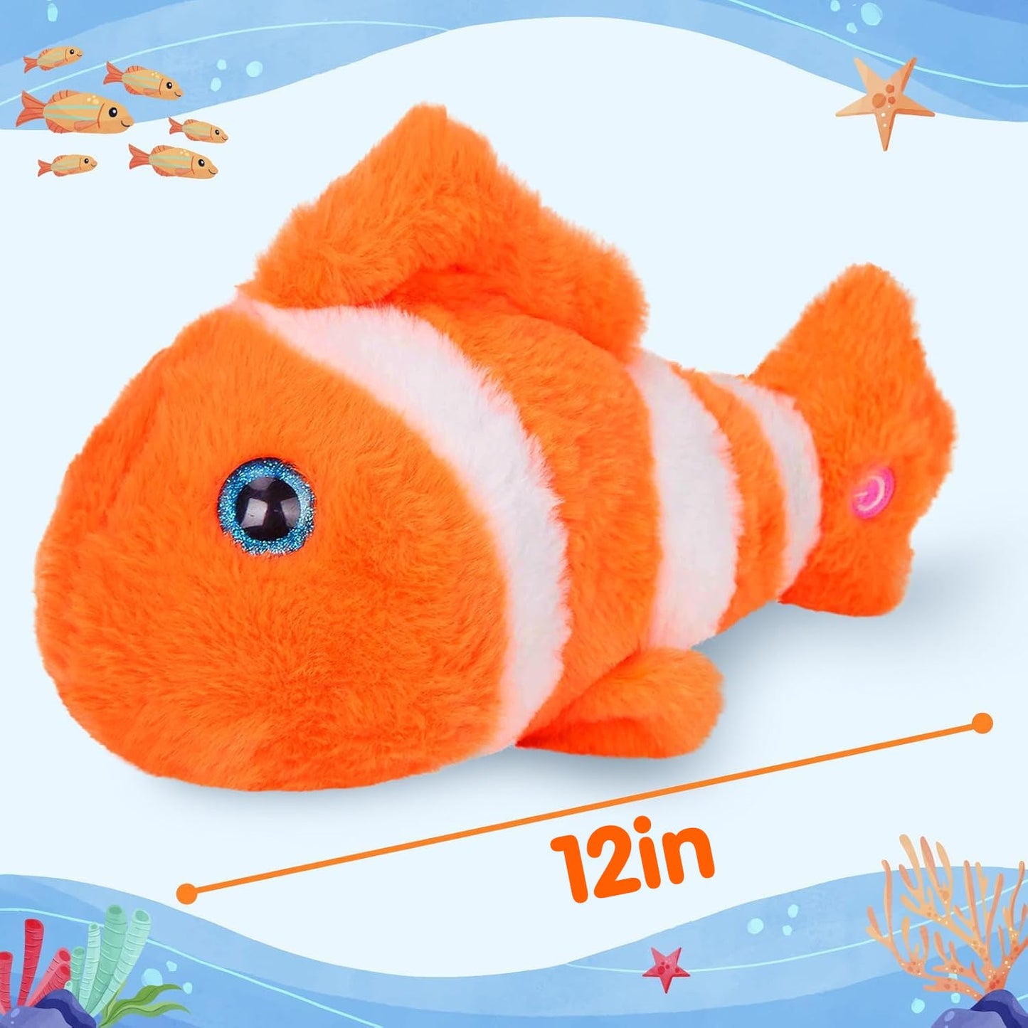 Glow Guards 12" Glowing Goldfish Plush Light Up Stuffed Animals Soft Plush Pillow Birthday Gifts for Toddler Kids Girls Boys (Orange)