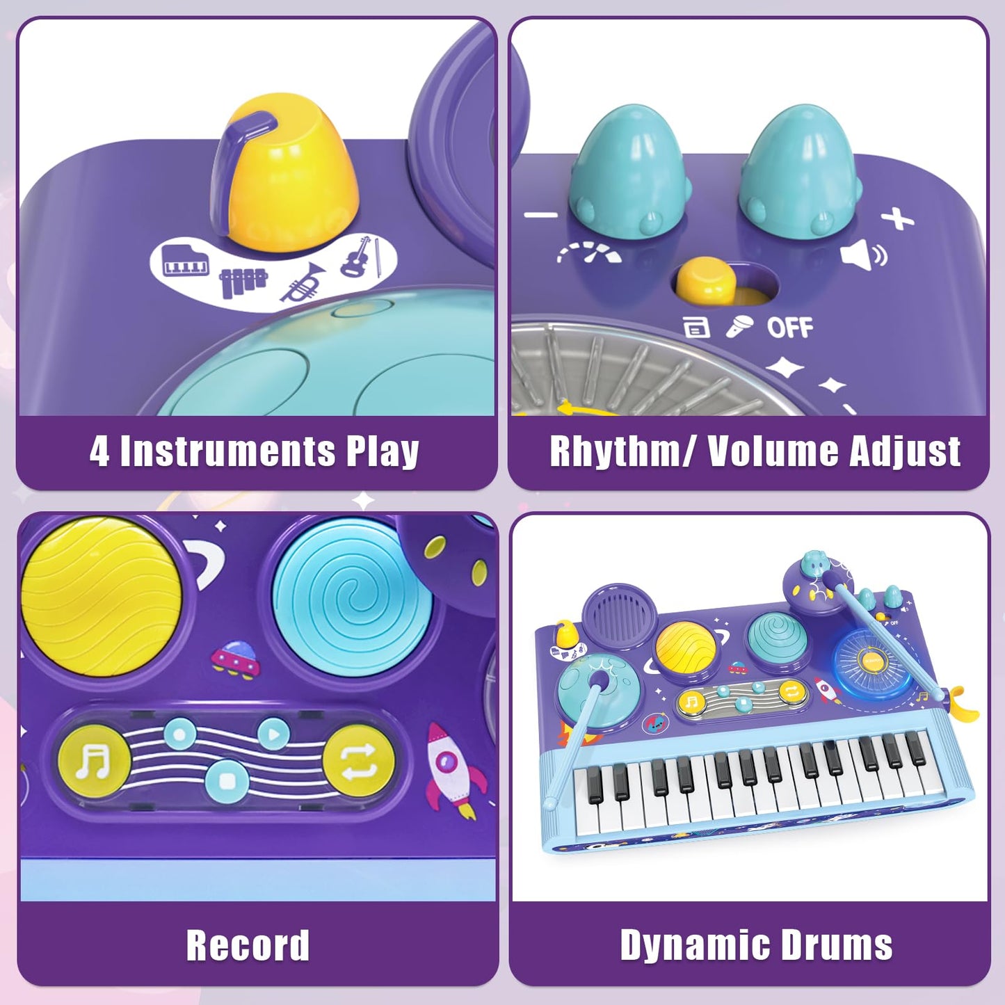 Mostop Baby Piano Drum Set for Toddlers 1-3: Musical Toys 5 in 1 Baby DJ Table Piano Keyboard Xylophone Instruments for 1 2 Year Old Boys Girls, Baby Musical Instrument Learning Toys Birthday Gift